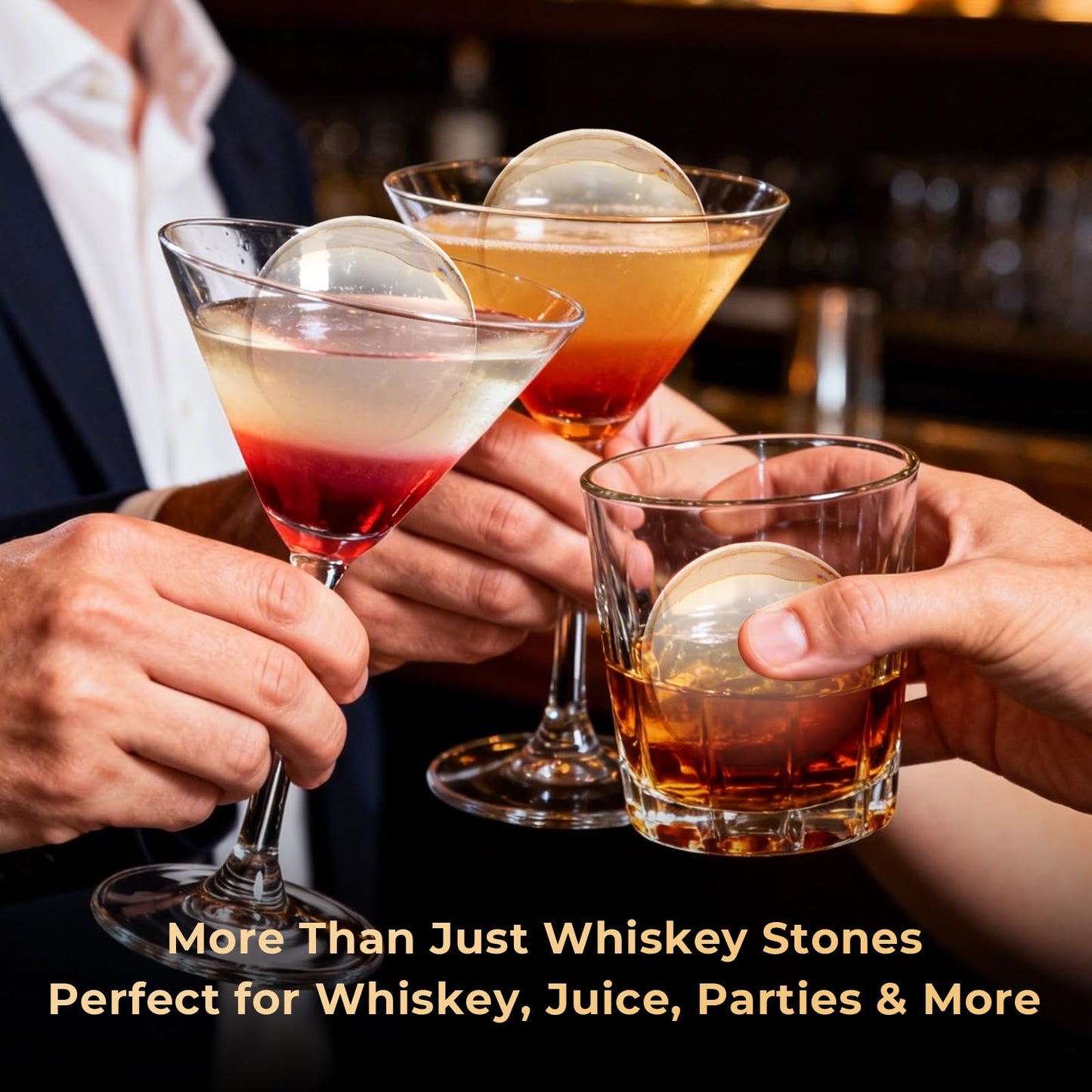 Mooues Clear Ice Cube Maker, 8 Large Whiskey Ice Cubes Mold, 2 Inch Silicone Ice Cube Tray, Easy-Release Sphere Ice Maker,Bourbon Gifts For Men Dad Boyfriend Boss Who Have Everything