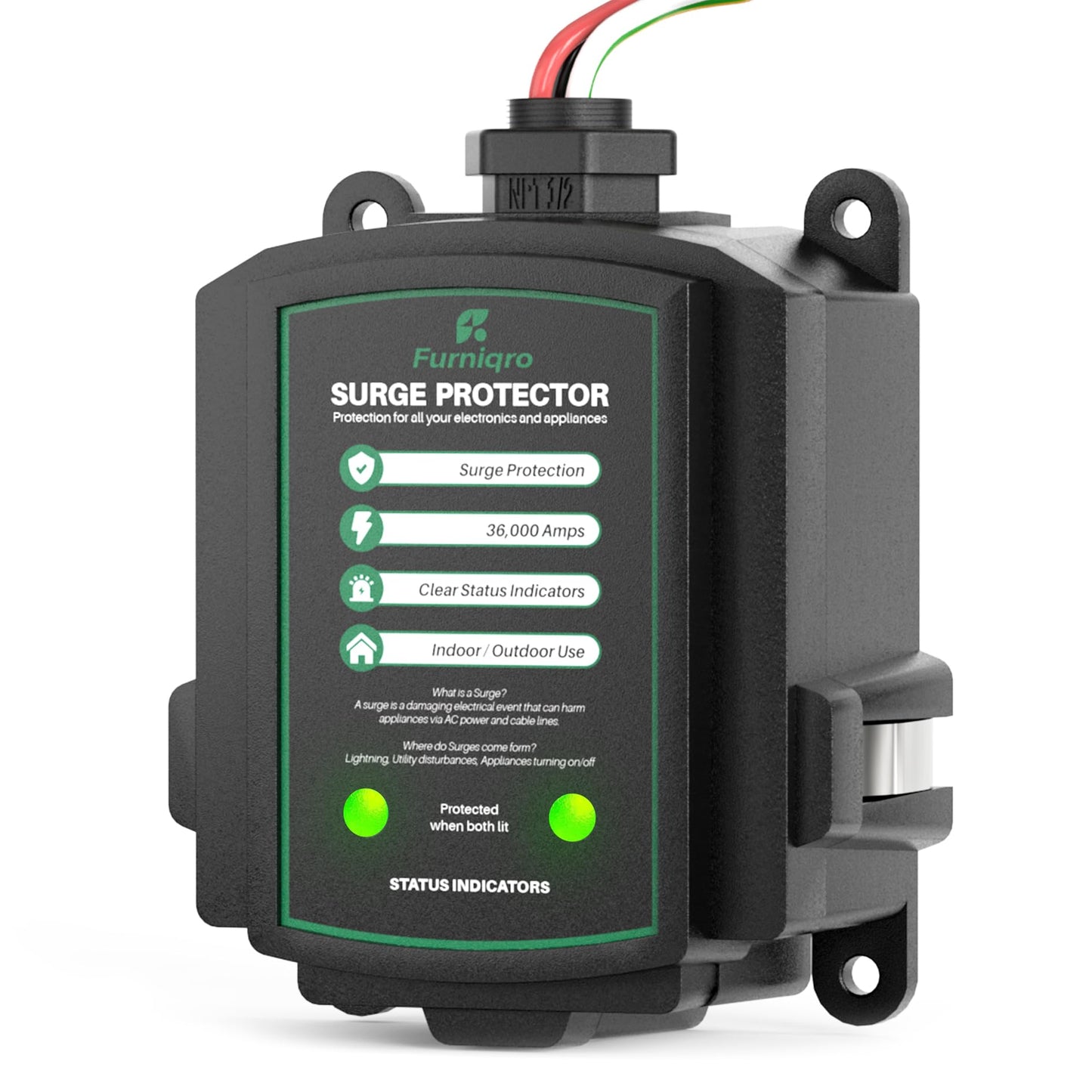 Furniqro FHSPD36S Whole House Surge Protector for 36,000 Amps, Ultimate Surge Protection, Whole Home Surge Protector, Indoor/Outdoor Use, 120/240V