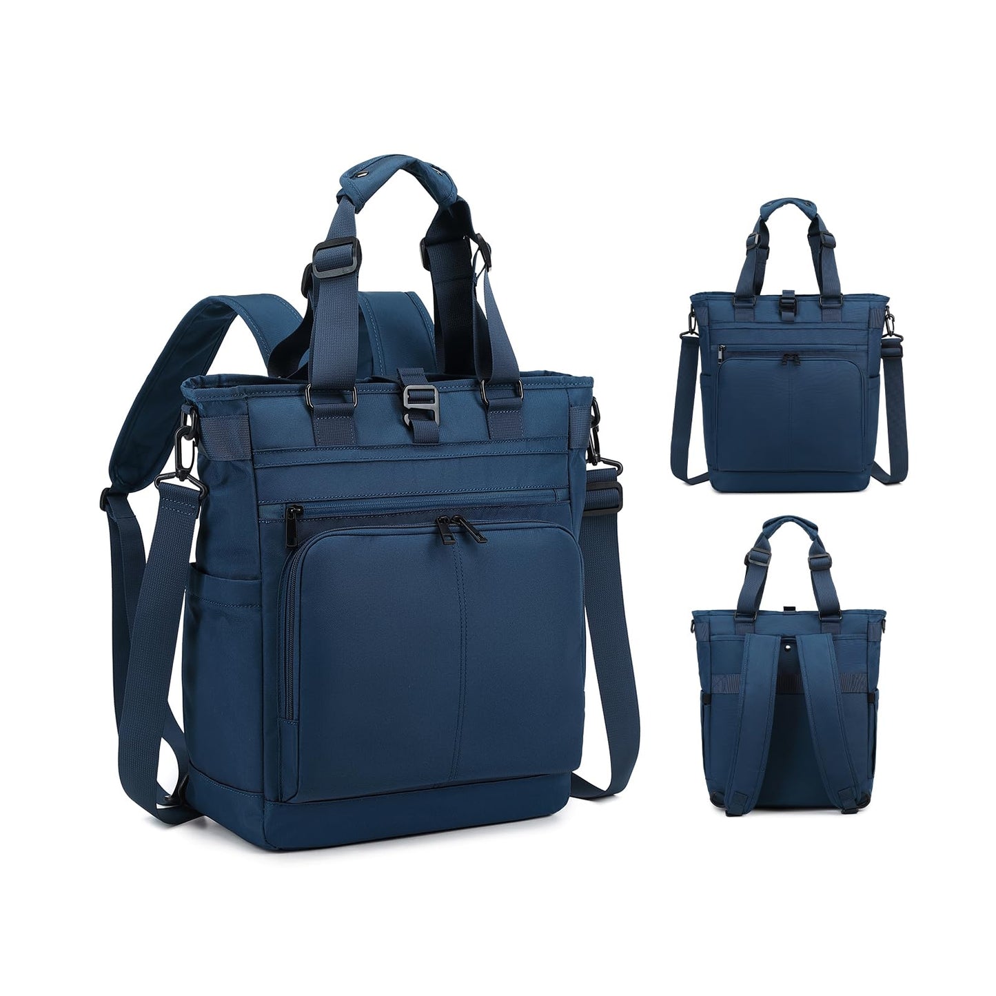 3 in 1 Convertible Backpack, Japanese Minimalist Tote Crossbody Bag, Adjustable Underarm Strap, Anti-Theft, Water Resistant Daypack Fits 15.6 Laptop for Office, Graduate Study, Travel & Casual, Blue