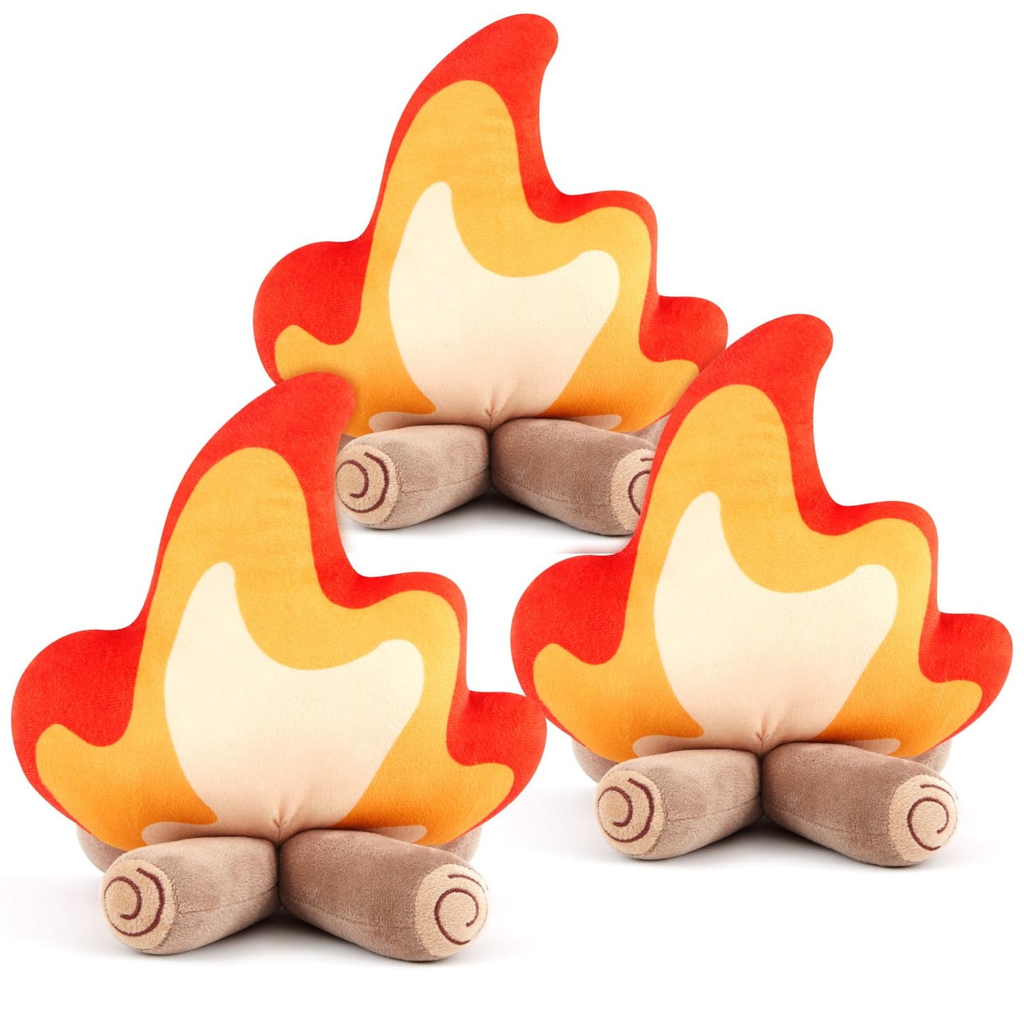 PullCrease Campfire Plush Toys Fake Fire Firewood Plush Pillow Woodland Forest Nursery Classroom Decor for Camping Overnight Scene Setting Room Decoration(3 Pack)