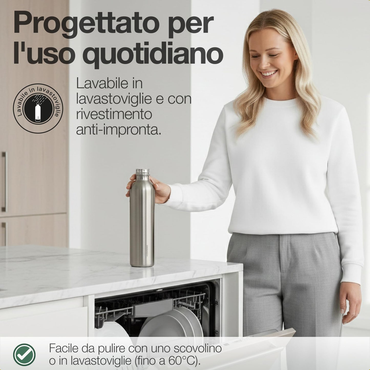 Nordiqo Premium 33 oz Stainless Steel Bottle | Compatible with Aarke Carbonator 3, SodaStream Duo & Plastic Bottle | No Expiry | Plastic-Free | 2x Steel