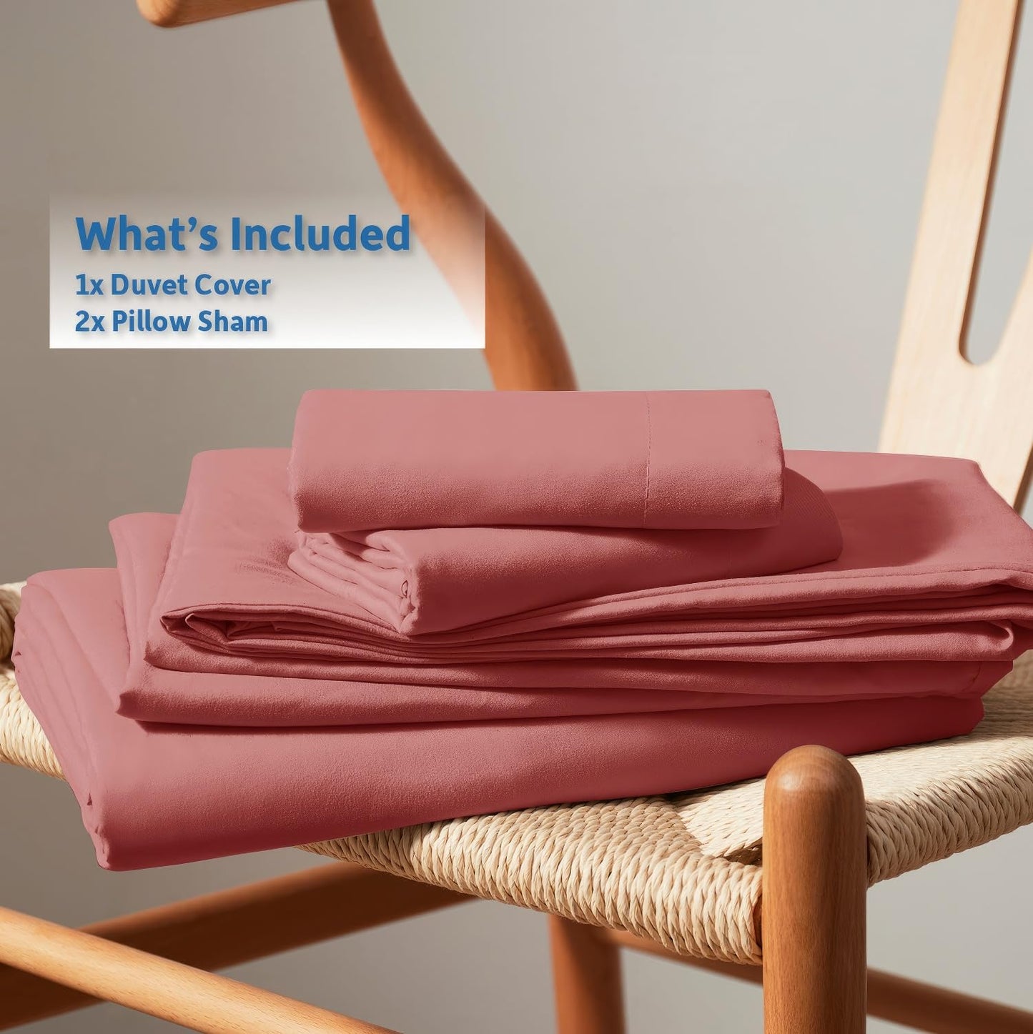 Nestl Pink Clay Duvet Cover Queen Size - Soft Double Brushed Queen Duvet Cover Set, 3 Piece, with Button Closure, 1 Duvet Cover 90x90 inches and 2 Pillow Shams