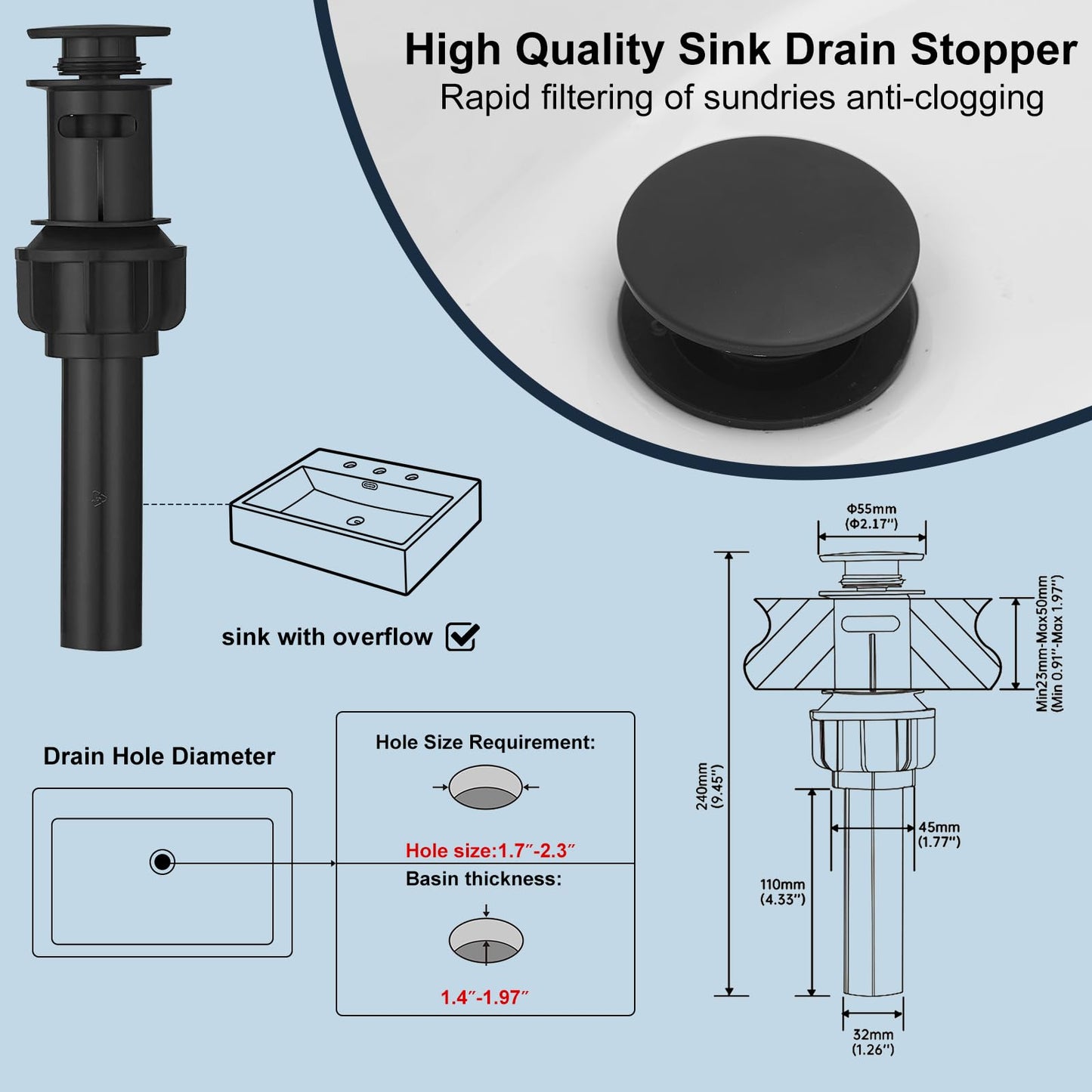Kroias Matte Black Bathroom Sink Faucet with 4 Mode Pull Down Sprayer, Pull Out Bathroom Faucet with Pop-Up Drain, 1 or 3 Hole Single Handle Laundry Bar Vanity Rv Faucet with cUPC Supply Lines