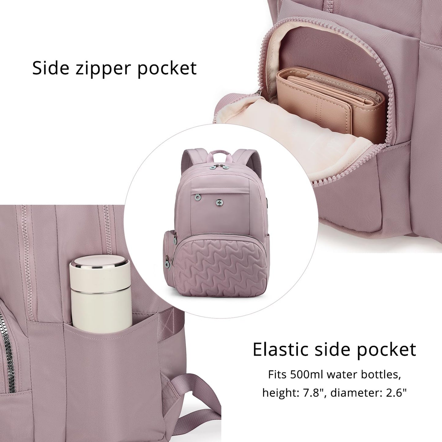Swissdigital Design Backpack for Women, 15.6 inch Laptop College Pink Medium Simple Modern Backpacks for School with USB Charging Port for Womens Girls | SD1711-82