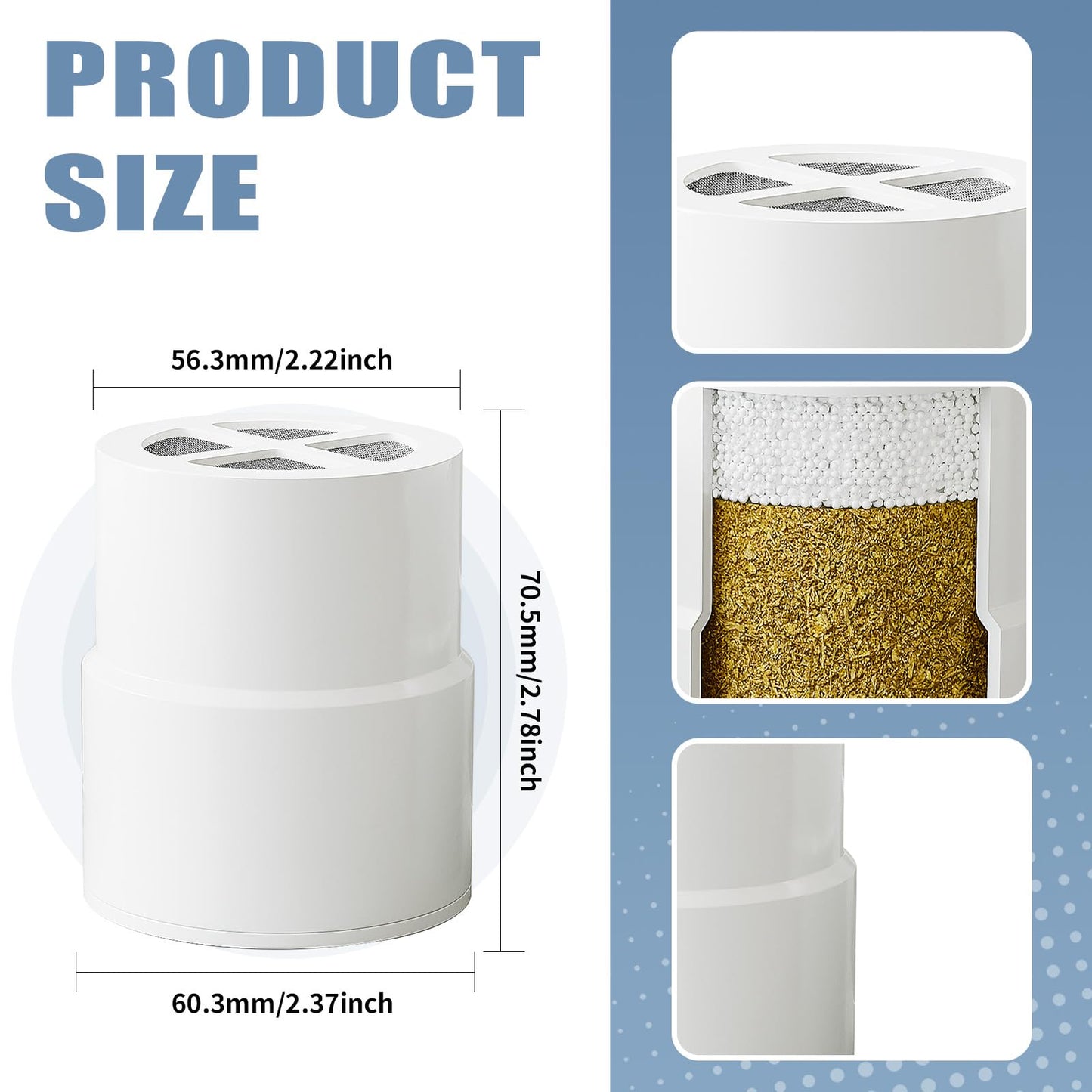 4-Pack Replacement Filter for JOLIE Shower Head, Compatible with JOLIE Shower Filter Cartridge, Reduces Chlorine, Heavy Metals & Impurities, Softens Skin & Hair