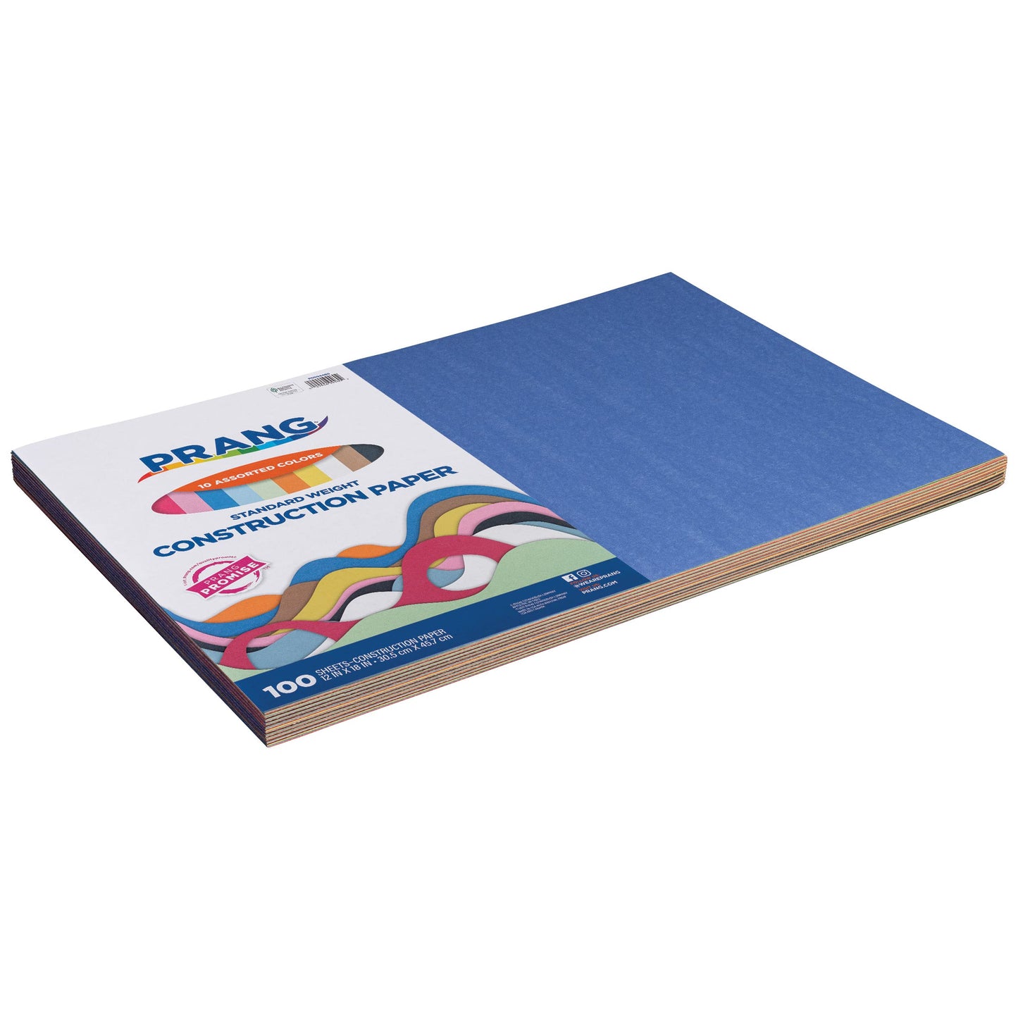 Pacon Rainbow Construction Paper, 12-Inchx18-Inch, Assorted 10 Colors, 100-Sheet (94460)
