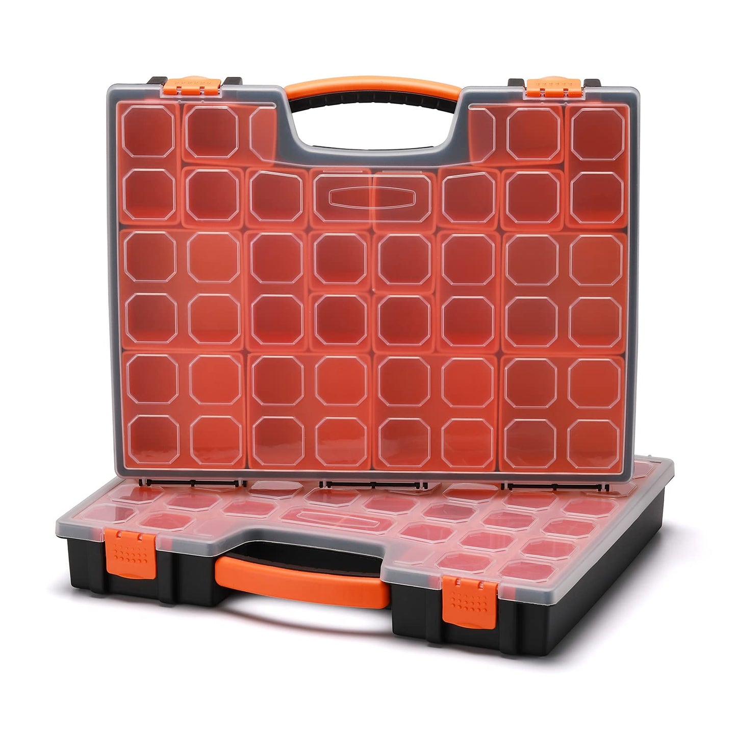 EMENTOL 2PCS Multi-Purpose Portable Organizer Box Set with 44-Removable Compartments, 2 Pieces Professional Boxes with Dimension 16.2"L*13"W*2.3"H