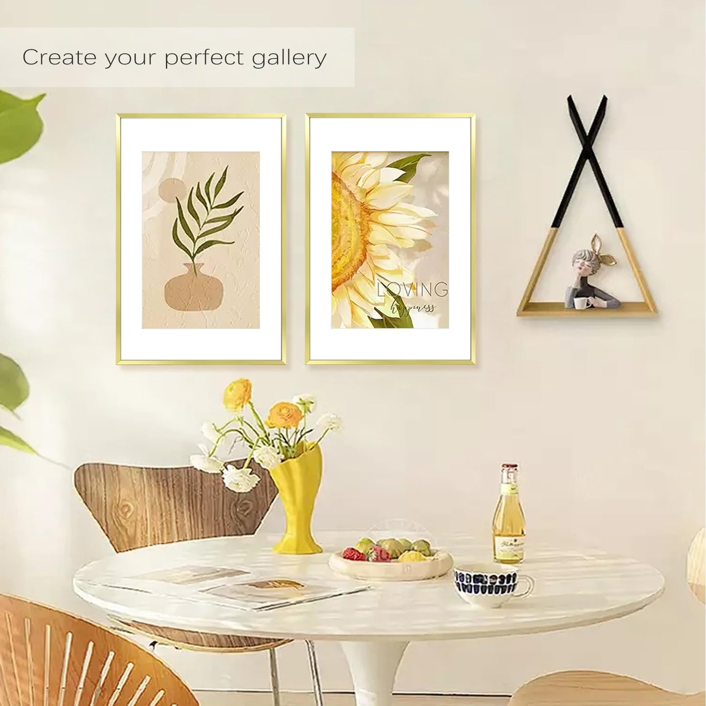 Golden State Art, 16x24 Picture Frame Set of 3, Gold Thin Border, Display Photo 12x18 with Mat or 16x24 Without Mat, Poster Frame for Wall Hanging Horizontal and Vertical
