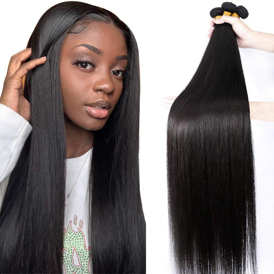 12A Straight Bundles Human Hair 16" 18" 20" 300g 100% Unprocessed Brazilian Virgin Hair Straight Human Hair Weave Bundles Human Hair 3 Bundles Natural Color