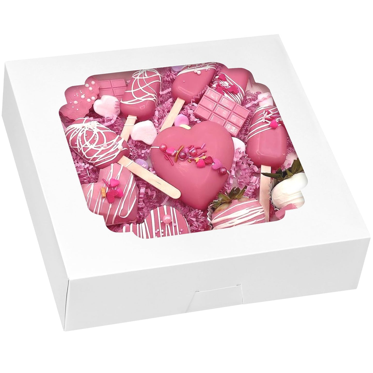 Moretoes 56pcs Pie Boxes 10x10x2.5 Inches Bakery Boxes with Window for Cookies, Pastries, Pies, Pastries, Muffins, Donuts