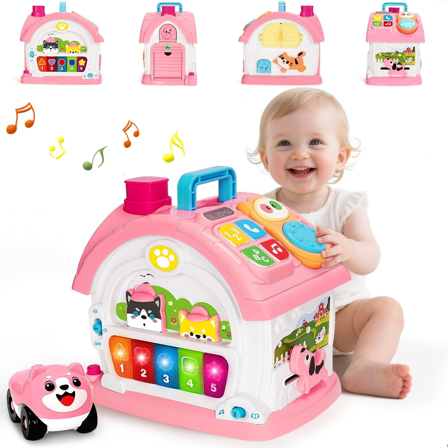 Montessori Toys for 1 Year Old Girls Gifts, Interactive Baby Musical Toy, 10-in-1 Musical Learning House 12-18 Months, First 1st Birthday Girl Gifts, for Toddler Age 1,2,3 Year Old Girl