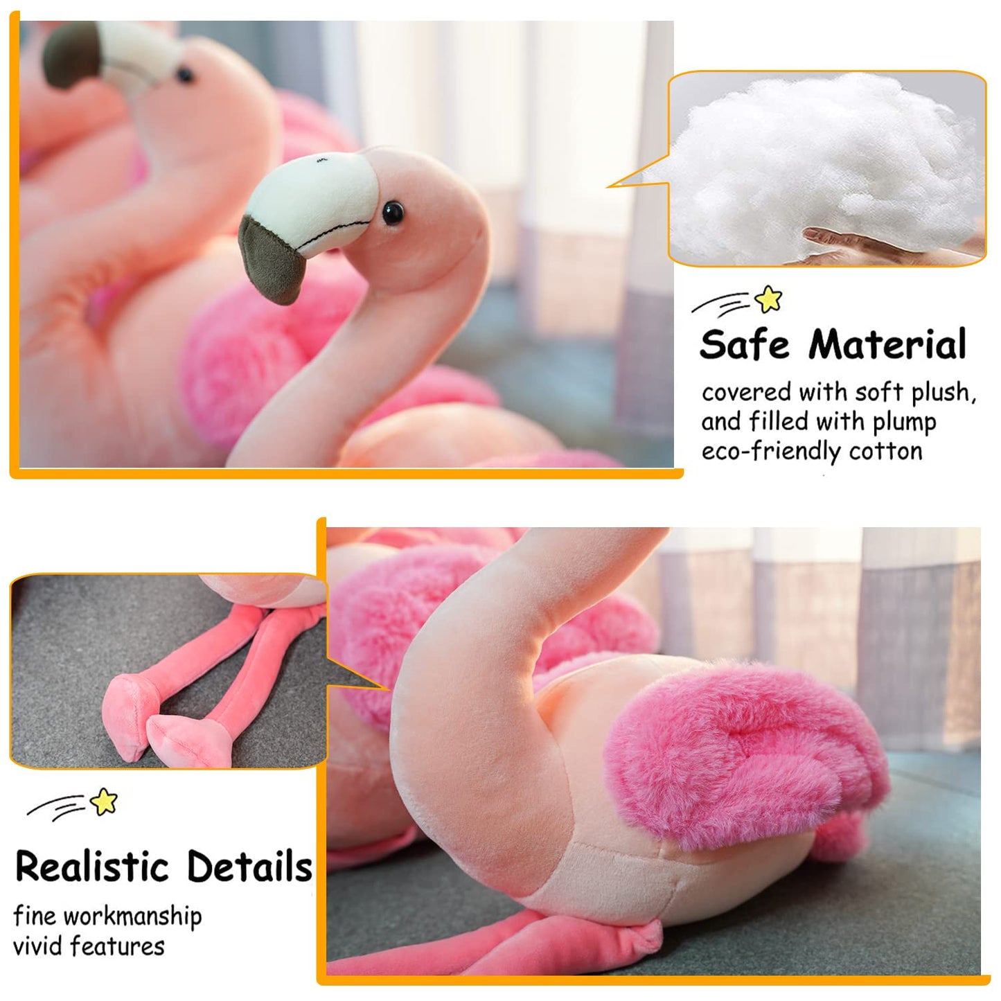 AIXINI 27.5Inch Soft Flamingo Stuffed Animal Toys, Pink Flamingo Plush Toys for Kids, Best Birthday Gifts & Decor