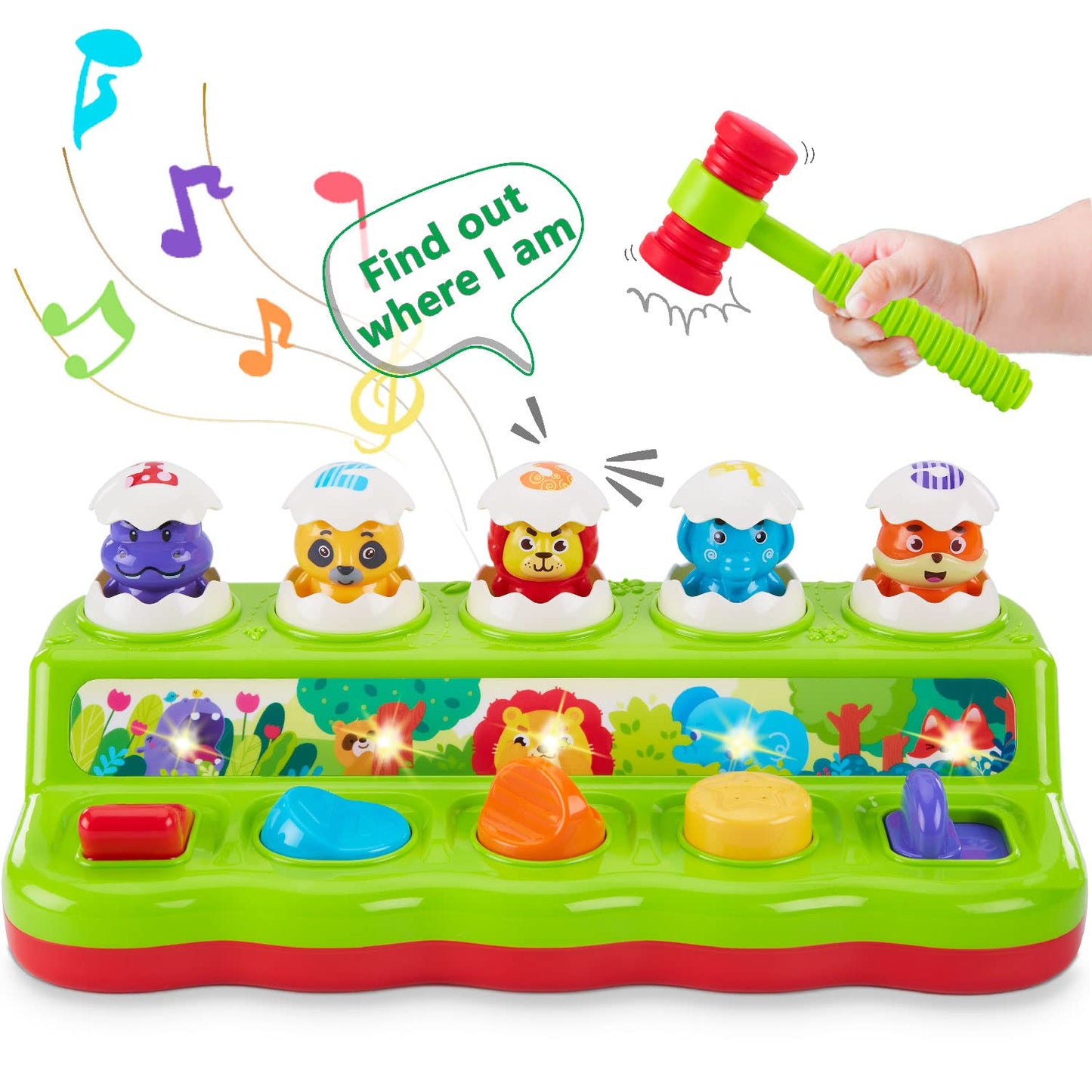 1 Year Old Toys for Boys Girls Birthday Gift, Baby & Toddler Cause and Effect Pop Up Toy With Music and Light, Learning Educational Montessori Toy for 1-3 Year Olds