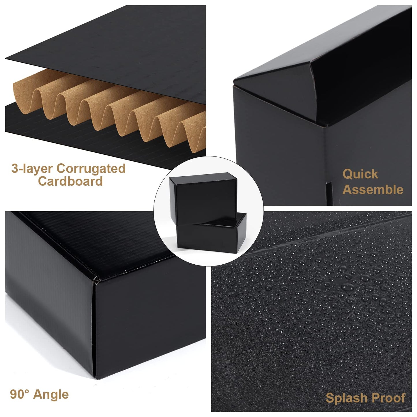 ZBEIVAN 9x6x4 Black Small Shipping Boxes, 20 Packs Corrugated Cardboard Mailer Boxes for Packaging Small Business Mailing Gifts Wrap Boxes with Lids