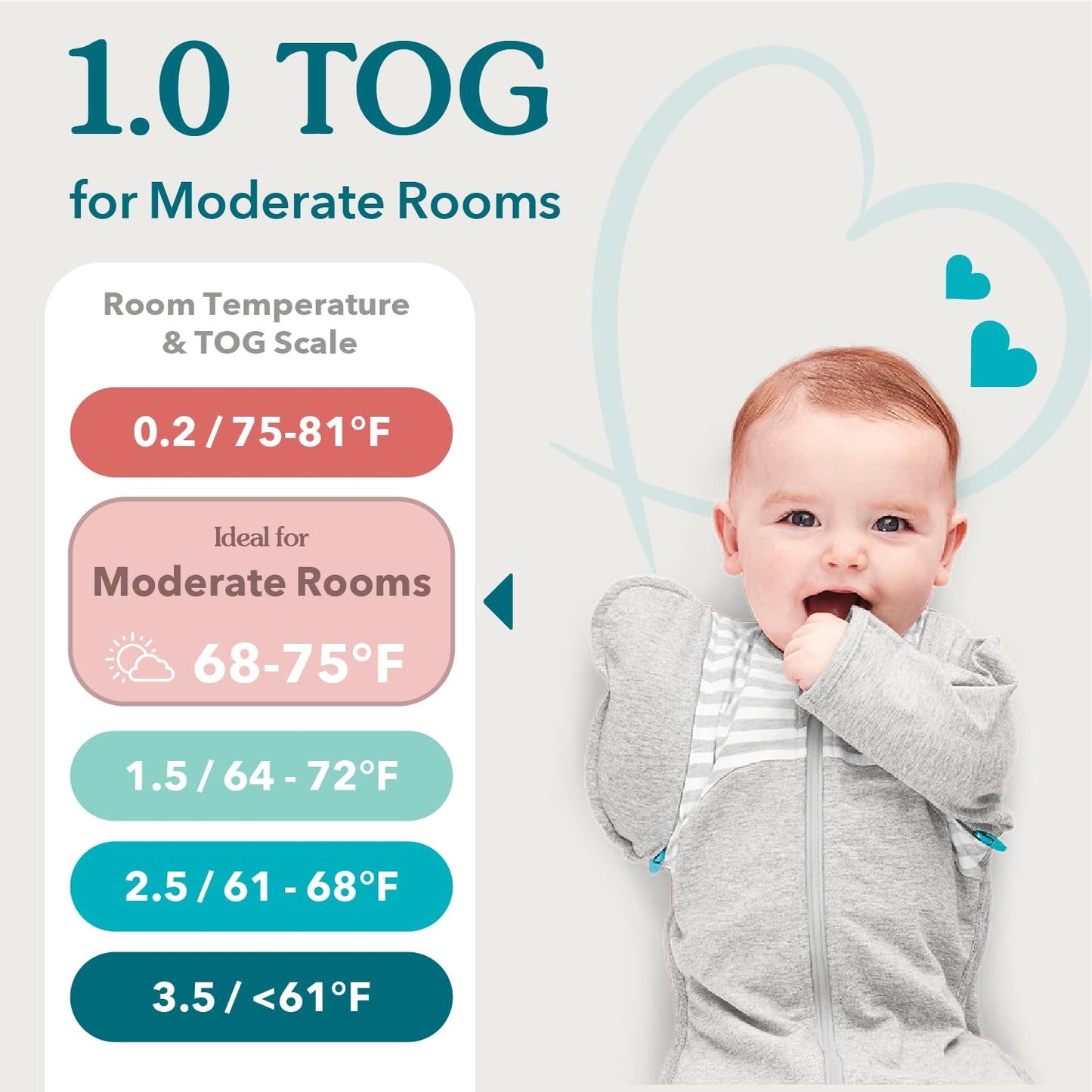 Love to Dream Swaddle UP, Sleep Sack 0-3 Months, Self-Soothing, Improves Sleep, Secure Fit Helps Calm Startle Reflex, Baby Essentials Must Haves Newborn, 1.0 TOG, 8-13 lbs, Oatmeal