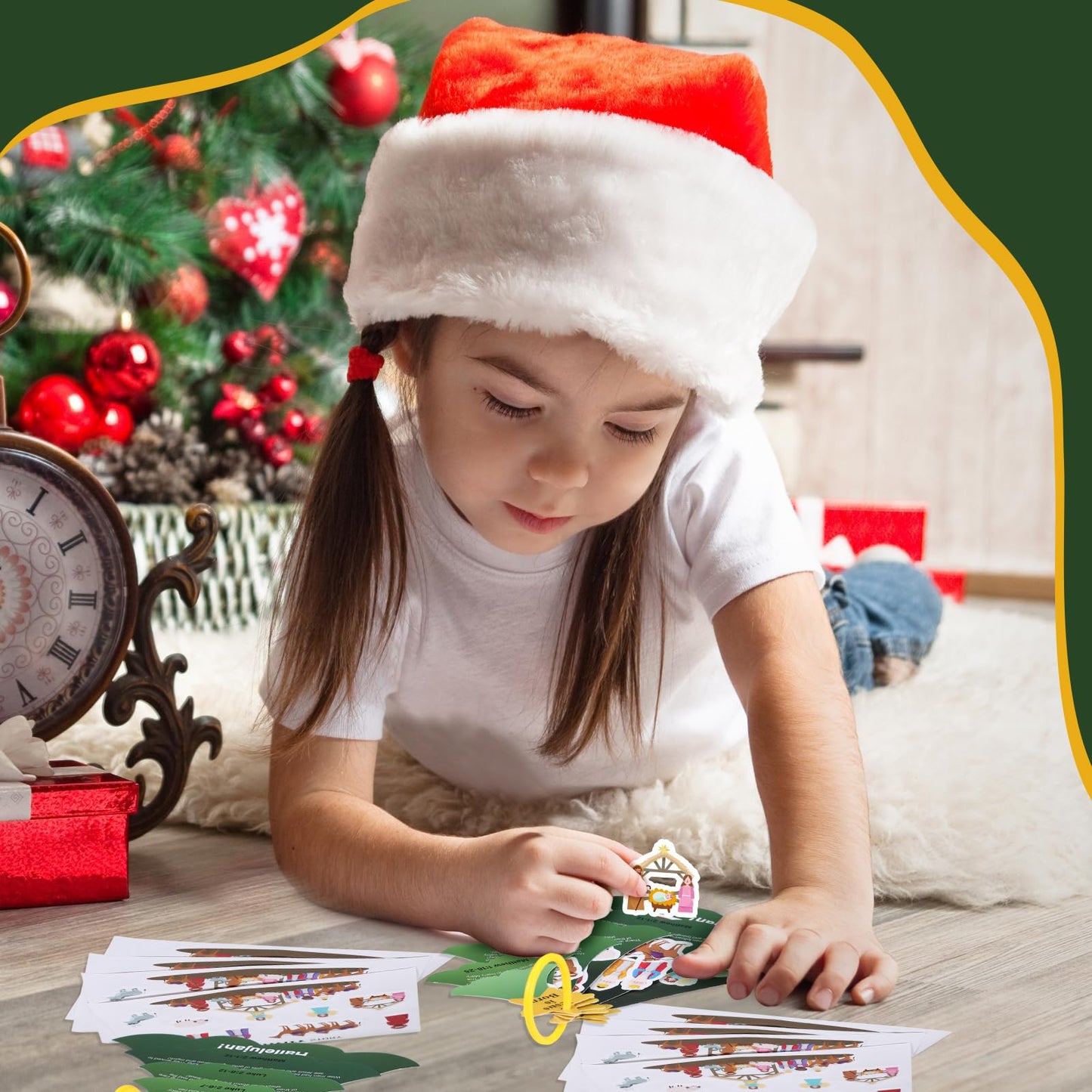 Seenelling 24 Sets Nativity Crafts for Kids Religious Nativity Scene Stickers DIY VBS Crafts Christmas Tree Jesus Story Books Kids Christian Storytelling Play Kits for Church