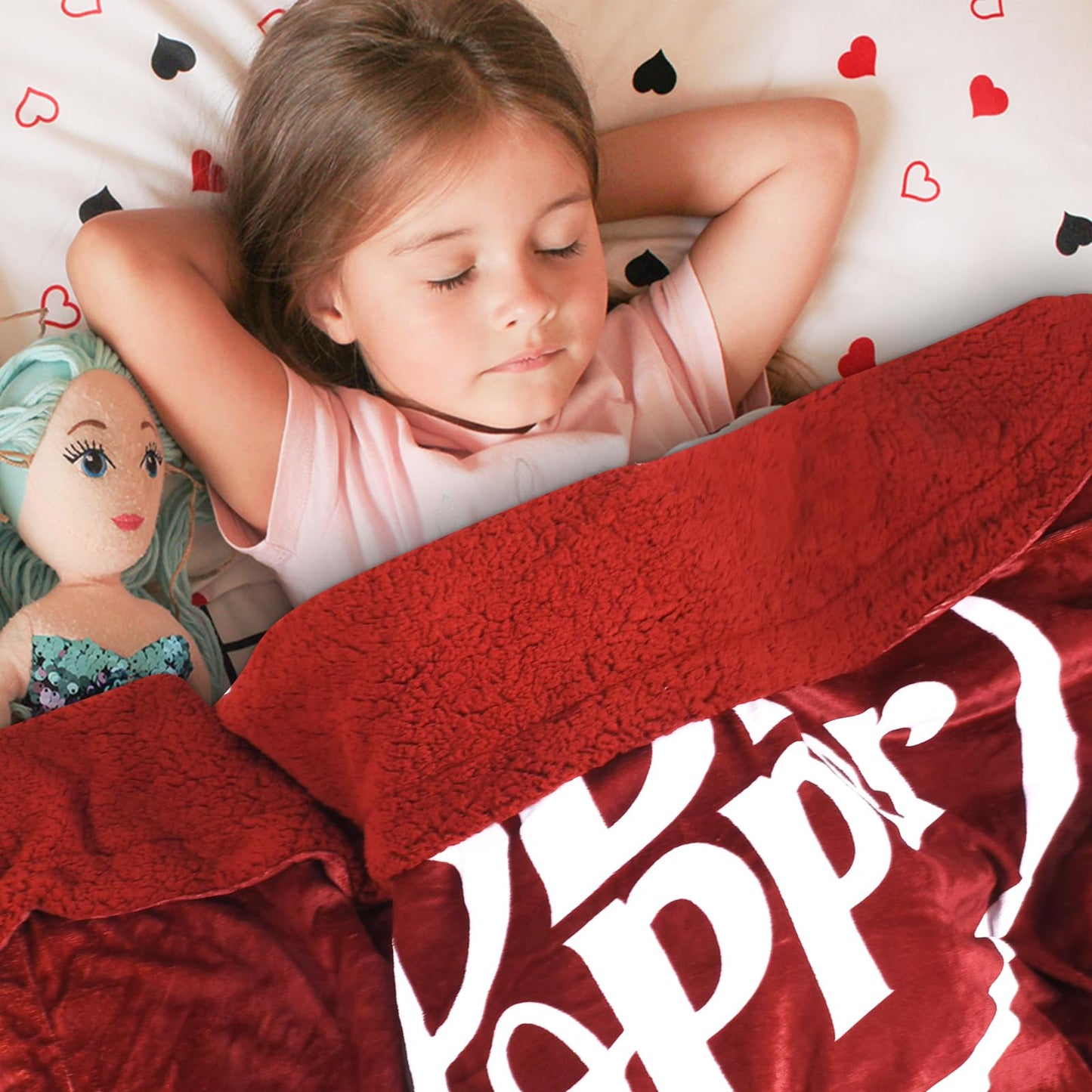 RMKA Dr Pepper Blanket 70x60 – Soft Thermal Flannel Fleece Throw, Soda Can Stuffed Plush Red Blanket for Couch, Bed, Car & Travel – Fun Home Decor Gift for Soda Fans.