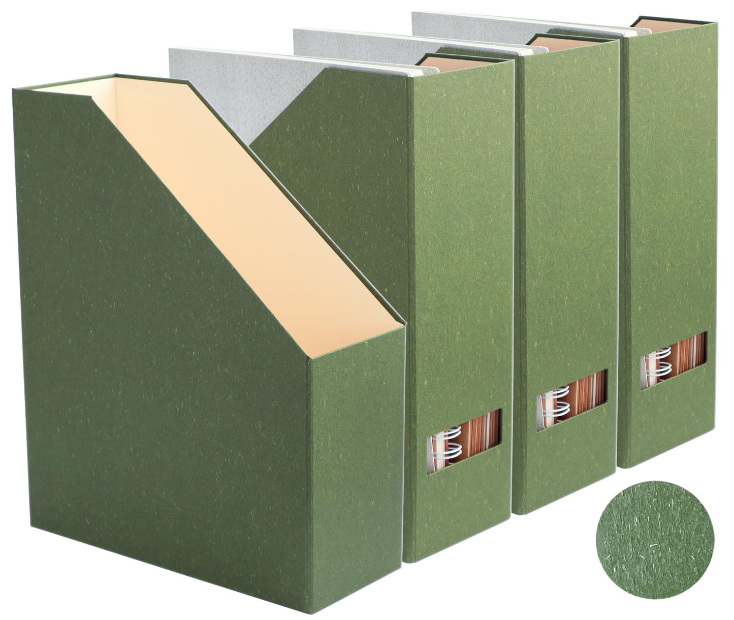 LifeSto Magazine Holder - File Holder and Desk Organizer, Paperboard Book Organizer and Storage Box for Documents, Magazine Holder Rack for Classroom, Home, and Office (Leaf Green, 4-Pack)