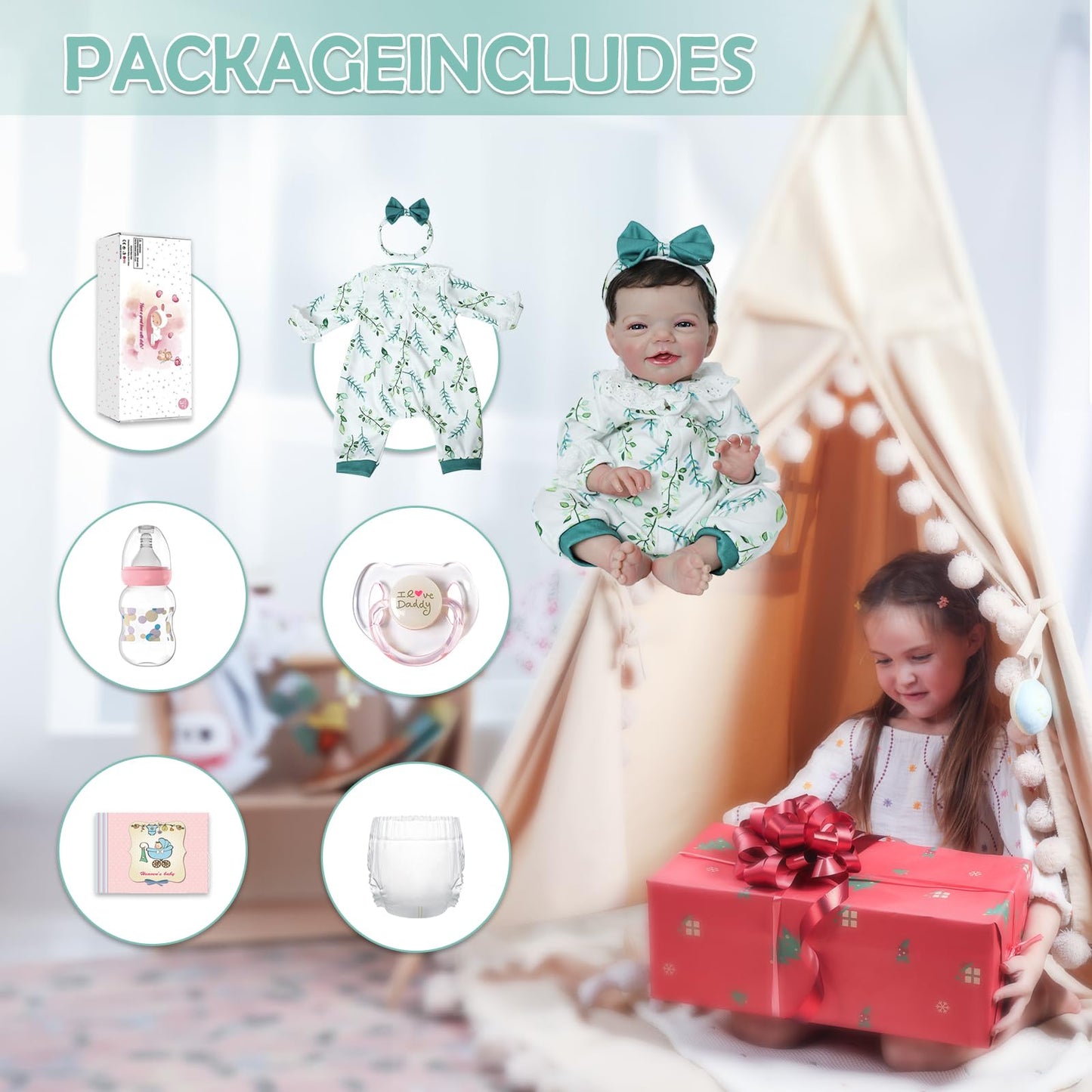 KSBD Lifelike Reborn Baby Dolls - 18 Inch Soft Vinyl Realistic-Newborn Baby Dolls Poseable Real Life Baby Girls Dolls with Accessories and Gift Box for Kids Age 3+