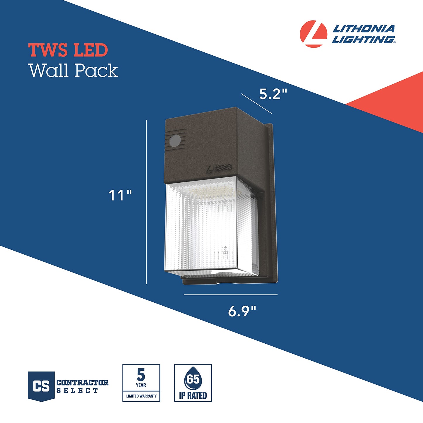 Lithonia Lighting 7" LED Wall Pack Light, Outdoor LED Wall Light, Adjustable Lumens, Switchable Color Temperature, Switchable Photocell Sensor, MVolt, Dark Bronze (TWS LED ALO SWW2 MVOLT PE DDB M2)