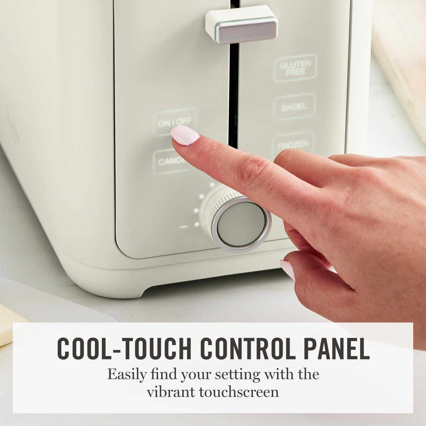 Martha Stewart 2 Slice Toaster, 10 Shade Settings with Defrost, Cancel, Bagel & Gluten-Free, Extra-Wide Self-Centering Slots for Waffles & Artisan Bread, Removable Crumb Tray, Cord Wrap, Linen Cream