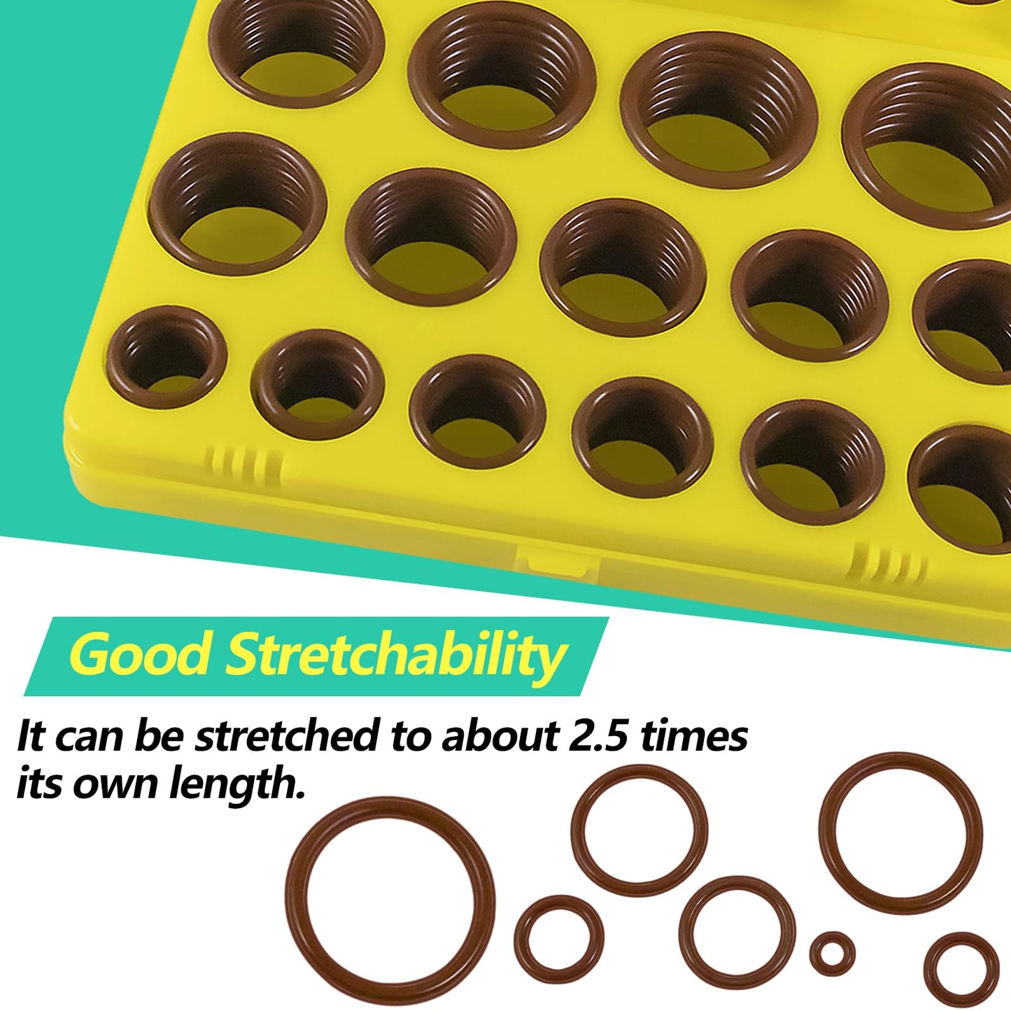 XBVV 382 PCS 30 Size SAE FKM Viton O-Ring Kit for Various Chemical, Aerospace, Cylinder, Hydraulic, Automotive Engines and Plumbing O-Ring Repair with 4-Piece Pick Set and Resist Oil and Heat