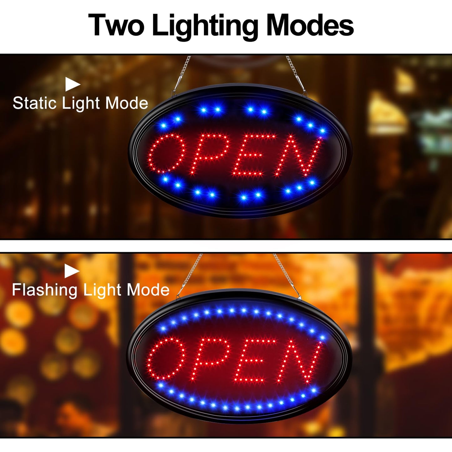 LED Open Sign, FITNATE Large 23x14 inch Business Open Sign with Remote Electric Display Light,2 Modes Flashing & Steady Lights for Business, Shop, Bar, Hotel