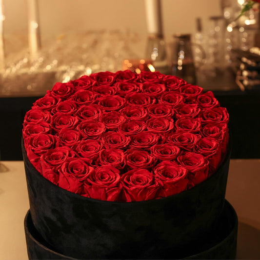 47 Flowers, Luxury Real Preserved Roses in a Suede Box, Forever Roses in a Box, Red Roses Bouquet, Anniversary, Proposal, Wedding, Birthday Gifts for Women, Mom, Girlfriend, Wife, Her