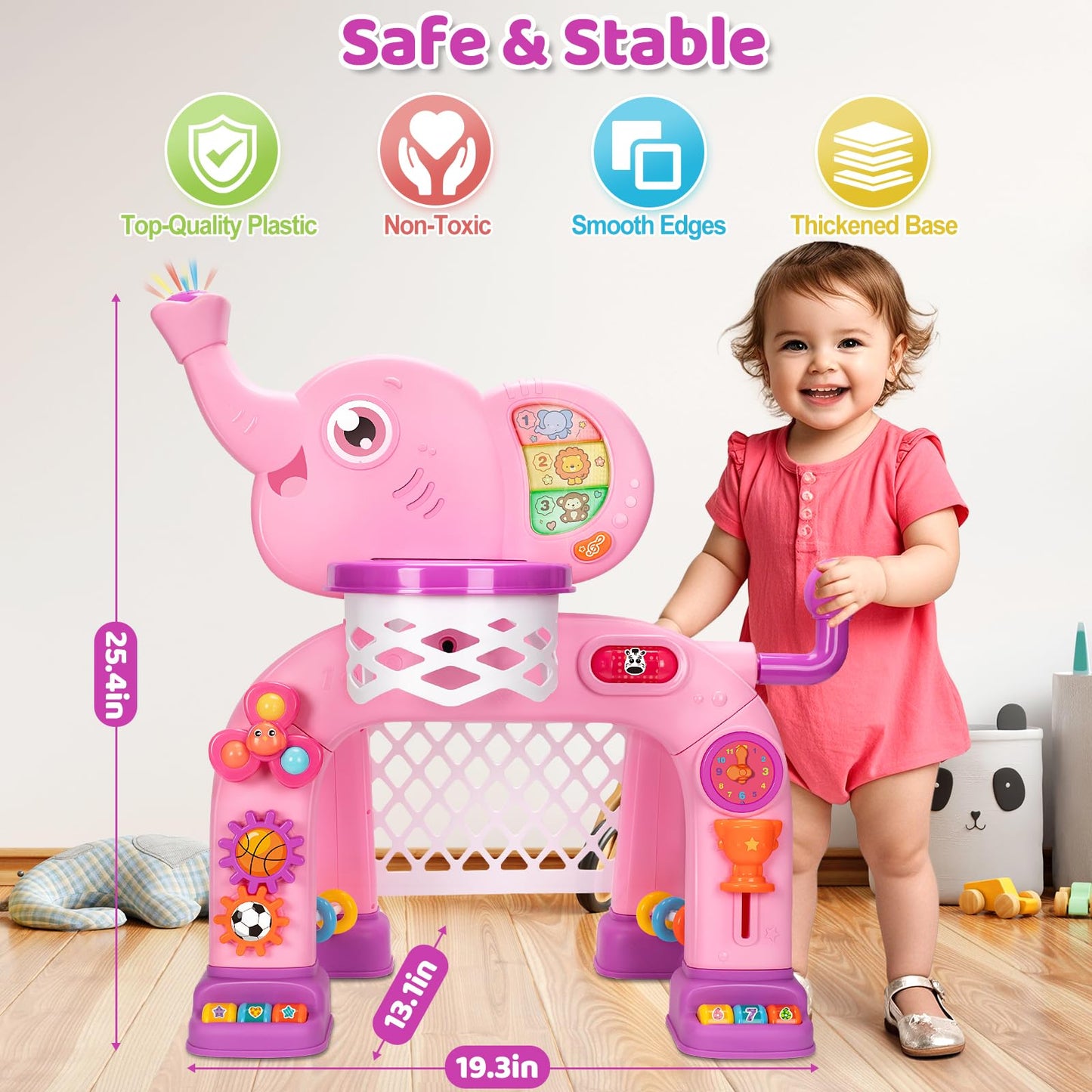 KIZZYEA Toddler Basketball Hoop & Soccer Goal Sports Toys for 1 2 3 Years Old Girls Boys, Interactive Musical Toys, Montessori Toys, Christmas Birthday Gifts for Baby Kids Age 12-18 Months
