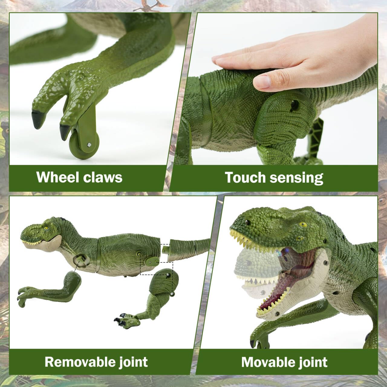 ToyFuntasy Remote Control Dinosaur Toys for Kids Ages 4-7 8-12 - Best Birthday Gifts for Boys 4 5 6 7 8 9 10 11 12 Year Old, RC Walking Dino with Roaring, Spray, Light, Touch Sensing