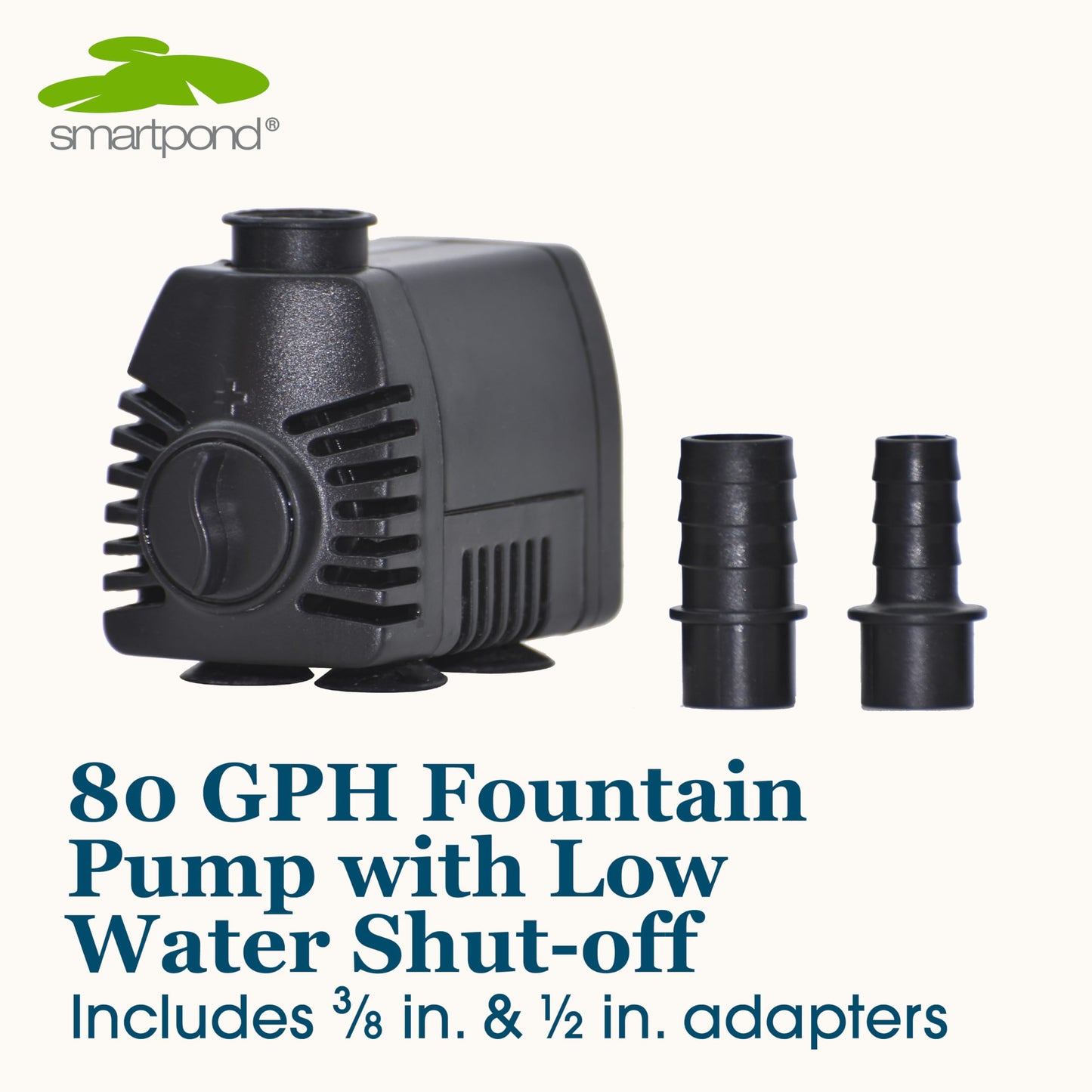 smartpond 155 GPH Fountain Pump with Low-Water Shut-off Feature, Auto Shut-Off to Prevent Pump Burnout, 3 ft. Pumping Height, Ideal for Small Fountains, Great for Hydroponics