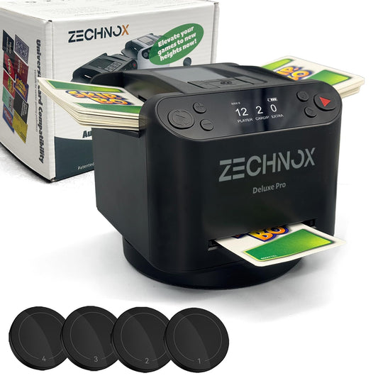 2025 New Smart 2-in-1 Automatic Card Shuffler and Dealer,Programmable Card Dealer,Card Shuffler 2 Deck,360° Rotation,Ultra Quiet,Rechargeable,Support 12 Players,4 Wireless Draw Buttons (Black Pro)