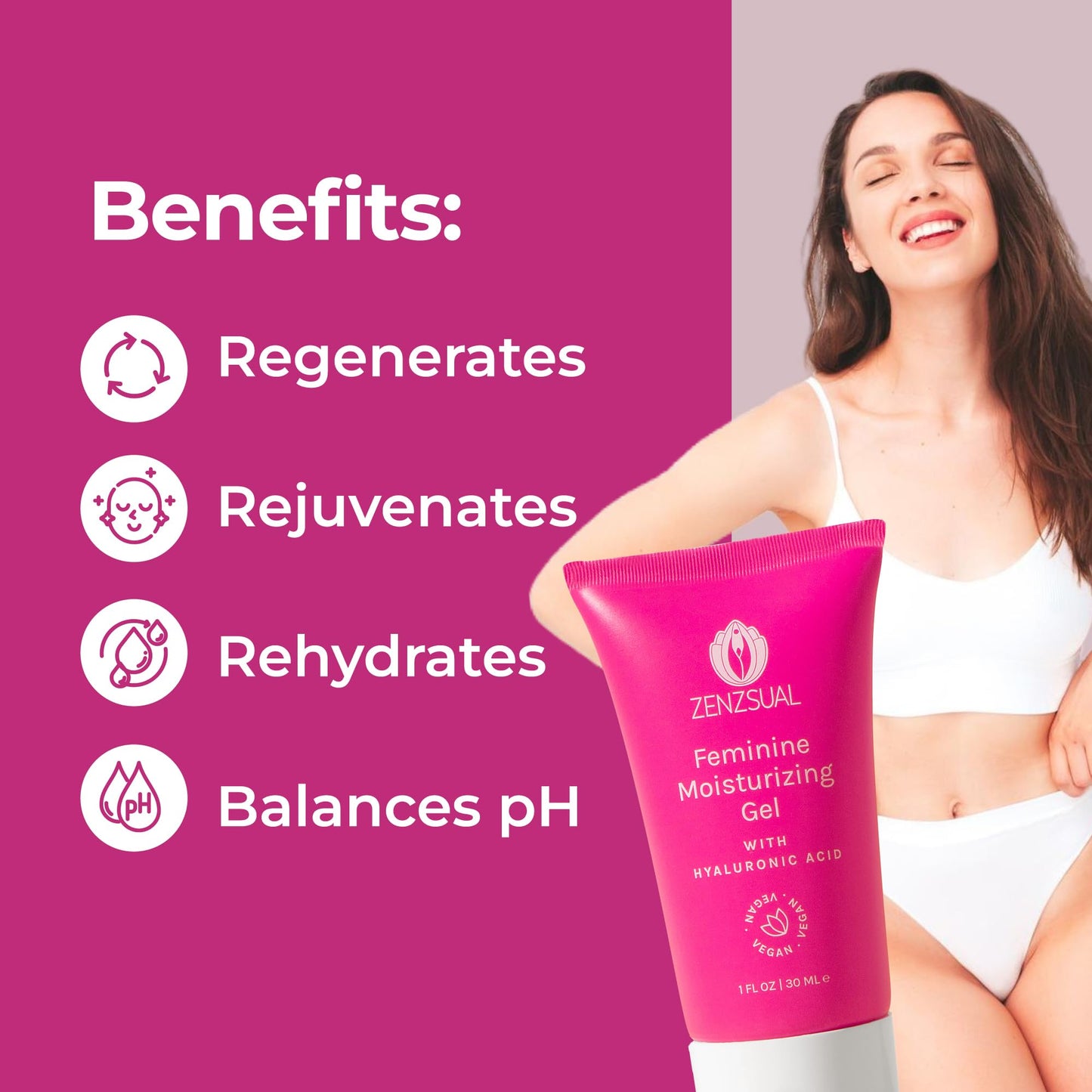 ZENZSUAL Feminine Foam Cleanser + Gel with Hyaluronic Acid (1 Oz. ea.)