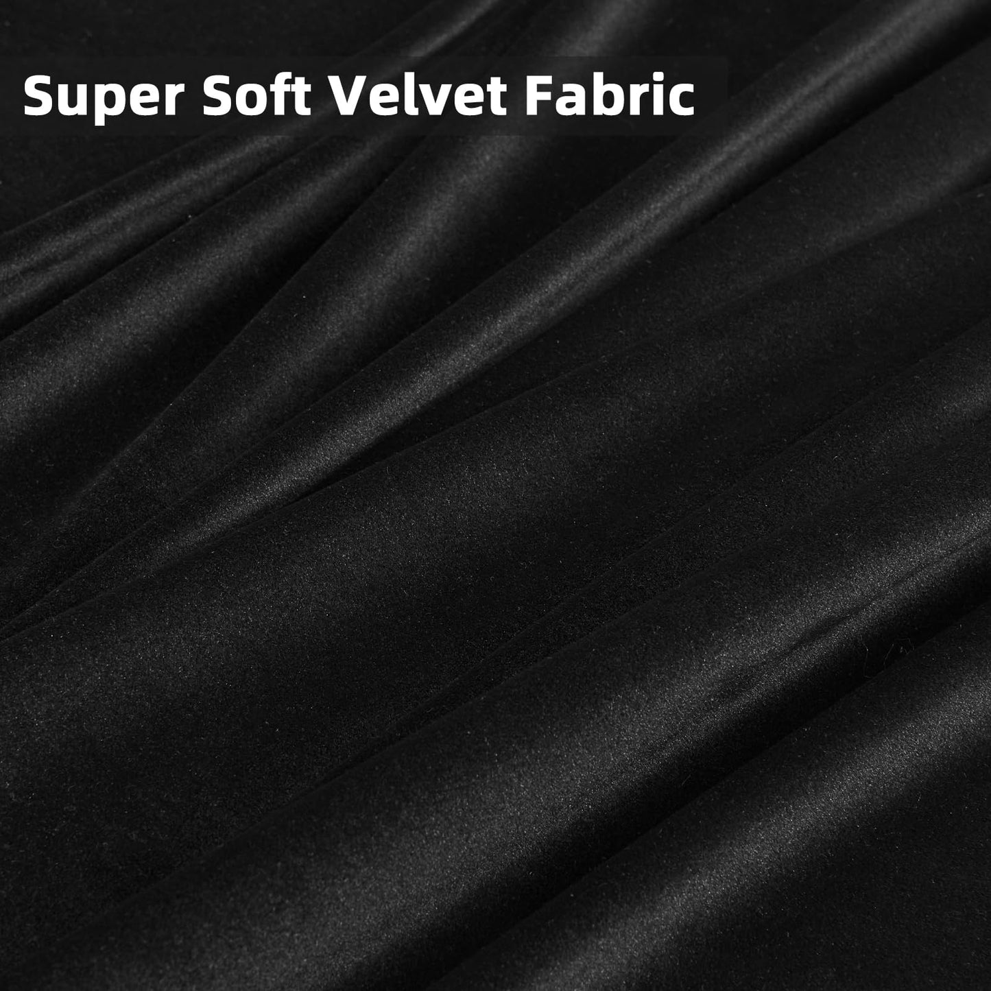 Joydeco Black Velvet Curtains 90 inch Length 2 Panels, Luxury Blackout Rod Pocket Thermal Insulated Window Curtains, Super Soft Room Darkening Drapes for Living Dining Room Bedroom,W52 x L90 inches