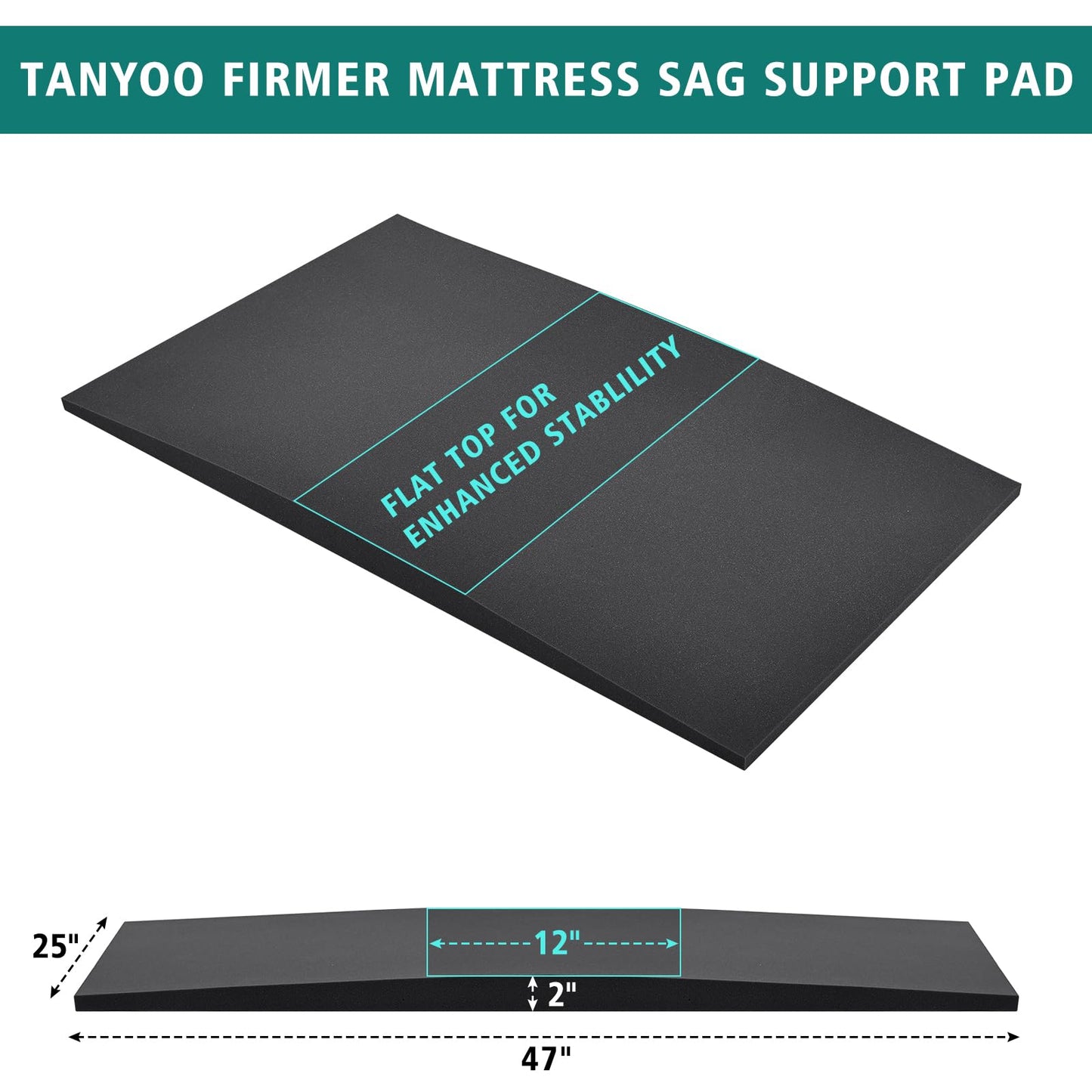 TANYOO Sagging Mattress Support Fix Sinking Beds High Density Foam Insert Pad for Sagging Bed Repair and Extends Life 47 x 25 x 2 Inches Pack of 2