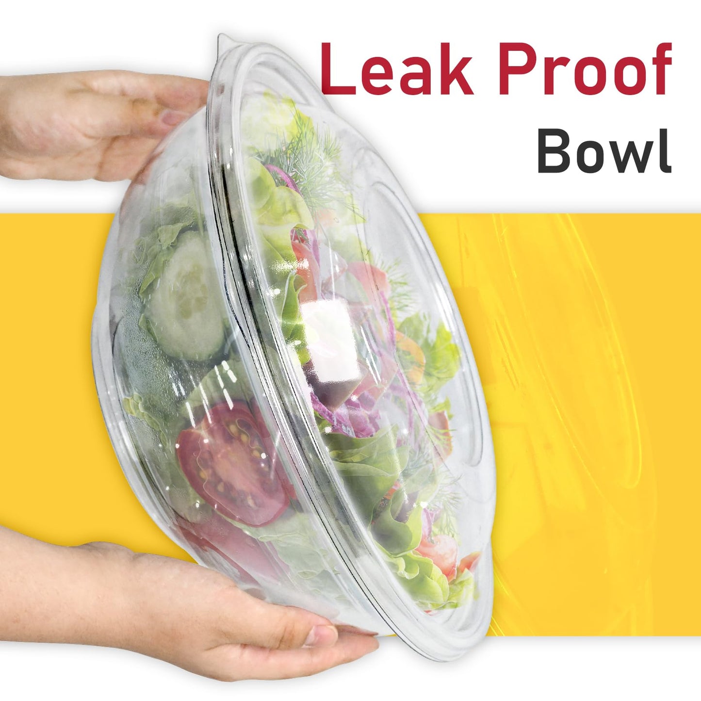 EcoDispose Clear Plastic Serving Salad Bowl Sets, 160 Oz 16PCS in 4 SETS - Round Large Disposable Bowls