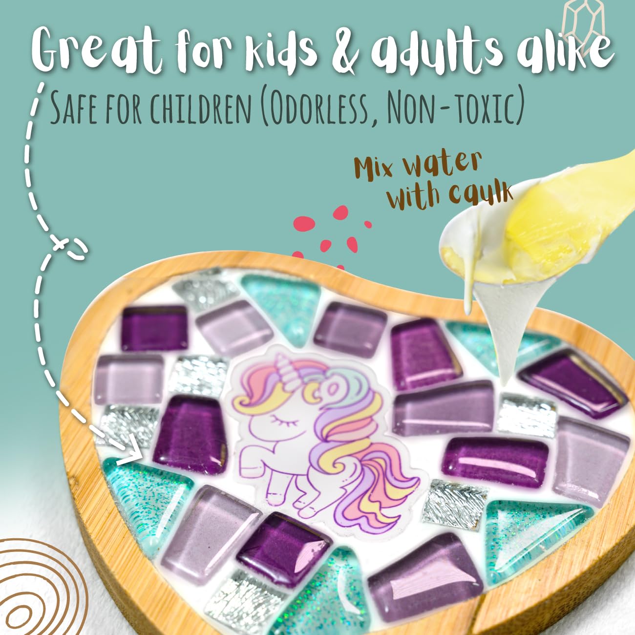 Mosaic Craft Kit - Decorate Your Own Coaster with Glass Tiles. Birthday Gift, Fun DIY Art and Craft Supplies. Girls, Kids & Teens Activity Kit