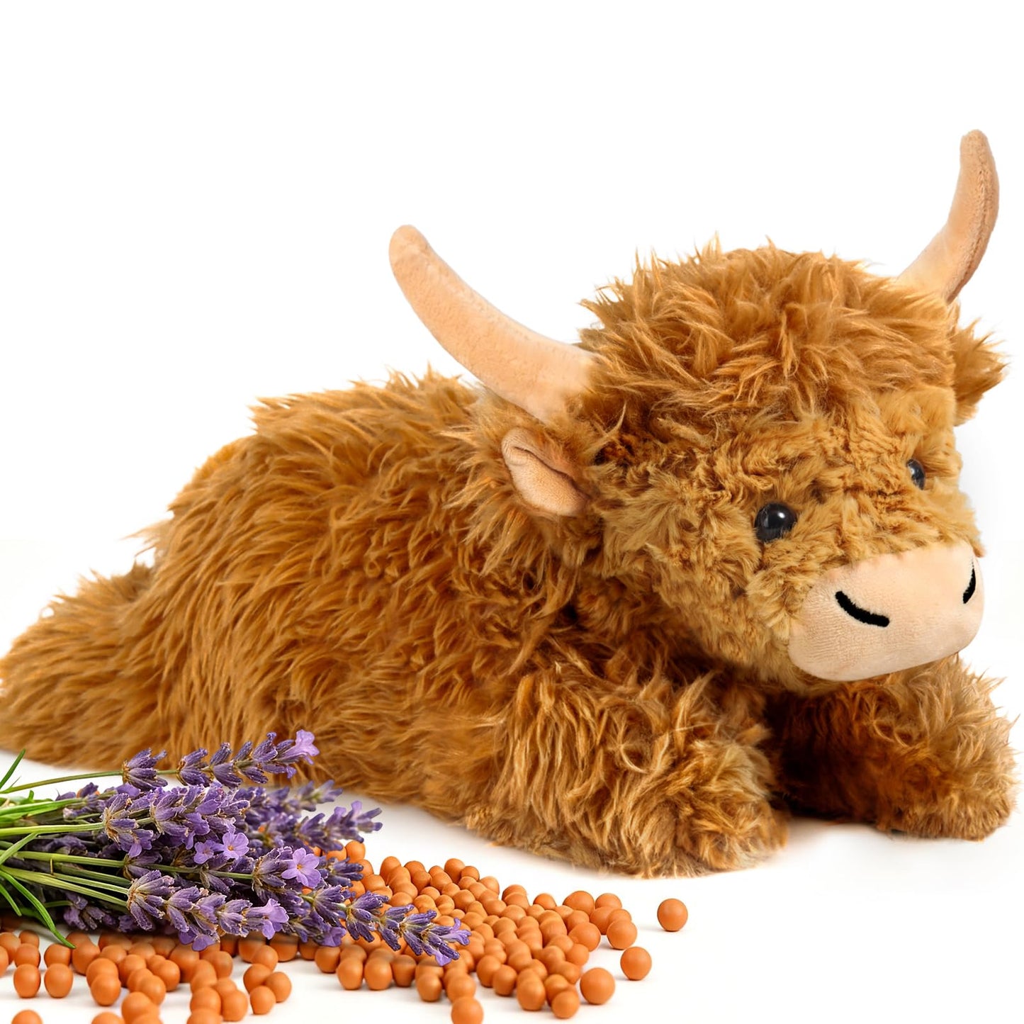 JILPAK Highland Cow Stuffed Animals, Weighted Stuffed Animals with Removable Microwave Heating Pad for Period Cramps