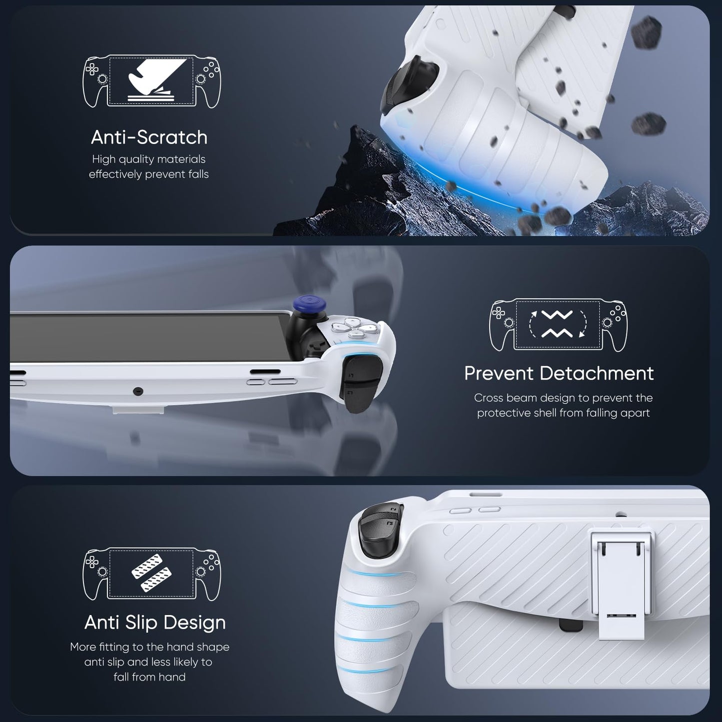 KOVA 10 in 1 Accessories Kit for Playstation Portal, Carrying Case & TPU Skin Cover with Kickstand for PS5 Portal Console, Travel Shell with 2* Screen Protector & 4* Thumb Grip for PS Portal Handheld, White