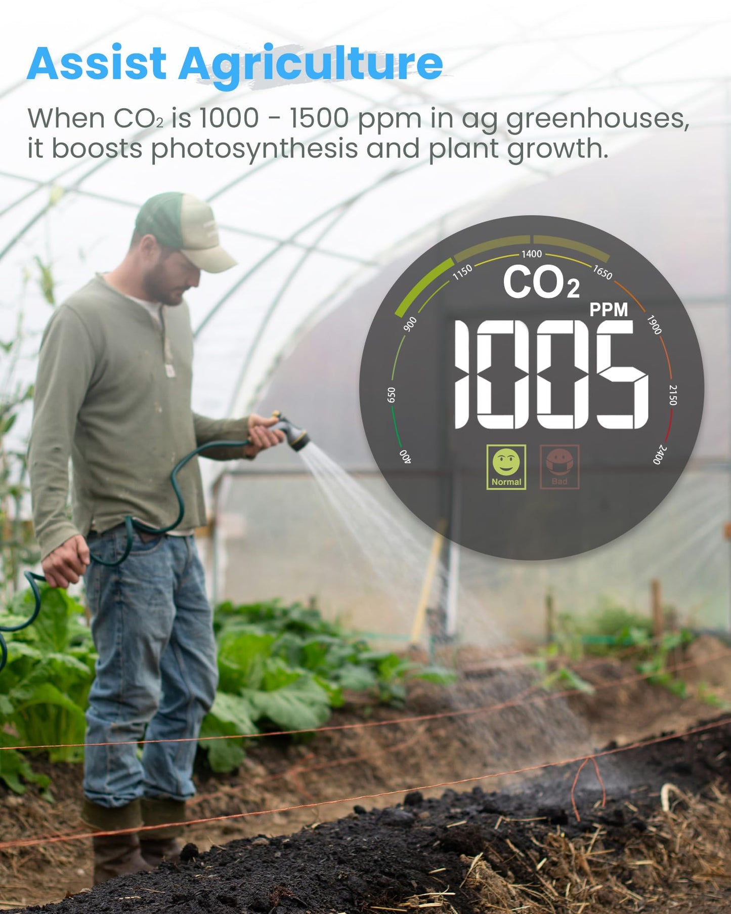 Newentor CO2 Monitor, Indoor Air Quality Meters, Carbon Dioxide Detector with Voice Alert, Large Display CO2 Tester, Temperature Humidity Sensor, Alarm Clock for Home, RV, Grow Tents, Black, 2 PCS