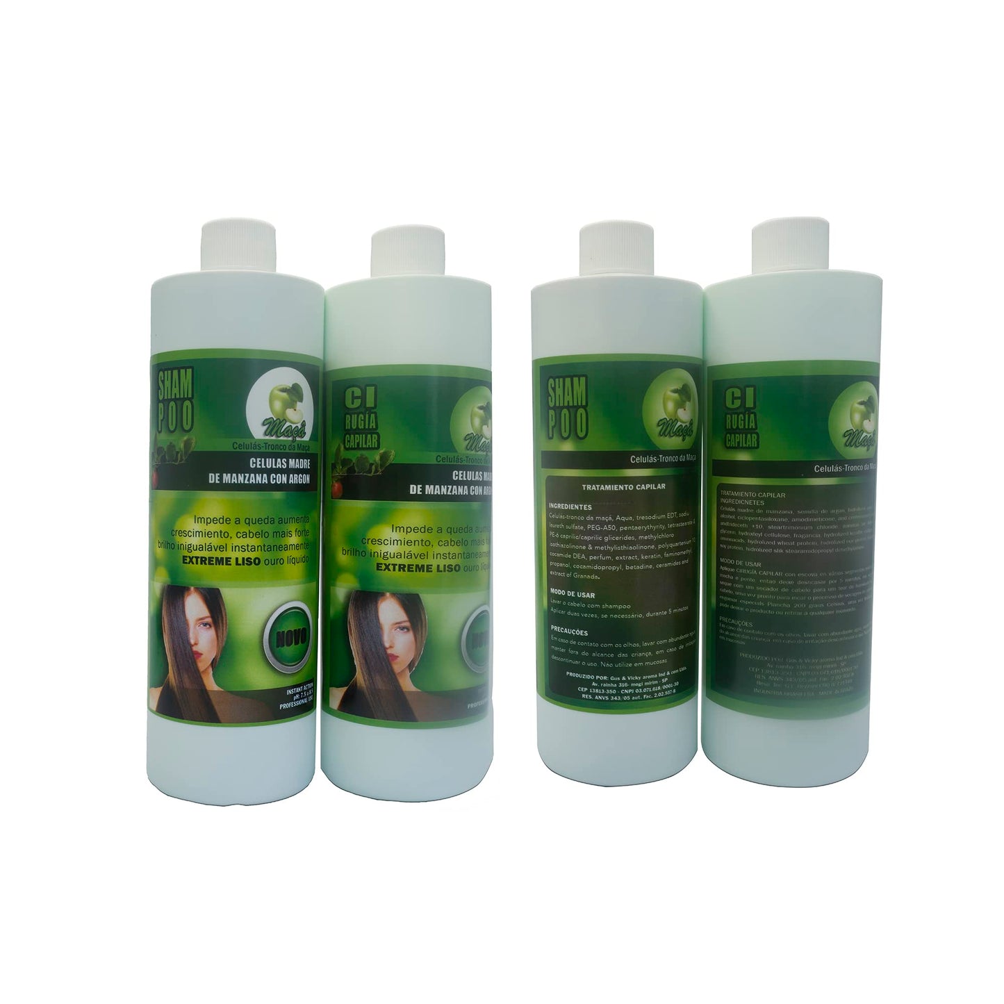 Cirugia Capilar De Celulas Madres De Manzana Con Argan (32 oz + Shampoo) Alisado Perfecto Y natural. (32oz)