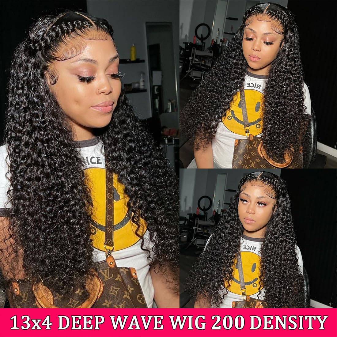 Lovelyworld Deep Wave Lace Front Wigs Human Hair 30 inch 200 Density 13X4 HD Deep Curly Lace Front Human Hair Wig Lace Frontal Human Hair Wigs for Women