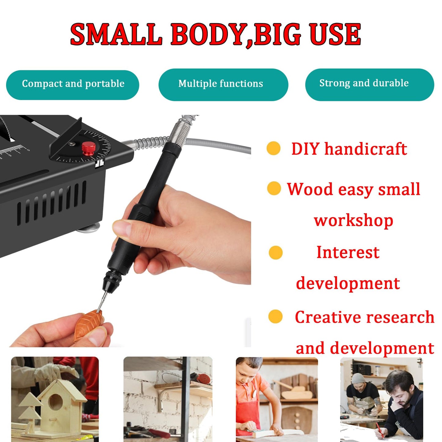 Mini table Saw, 7 Speed Adjustable Power Supply,Multi-Functional mini Table Saw for Crafts, Speed & Angle Adjustable, DIY Machine for Wood,Acrylic,Plastic,PCB cutting