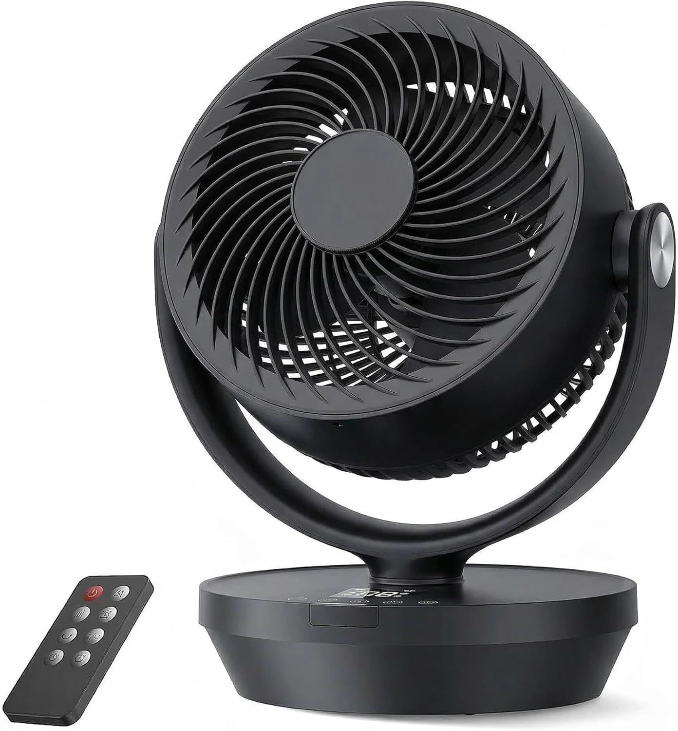PNTCK Air Circulator Fan for Bedroom, Quiet Oscillating Table Fan with 4 Speeds, Remote Control, 90° Oscillation, 12H Timer