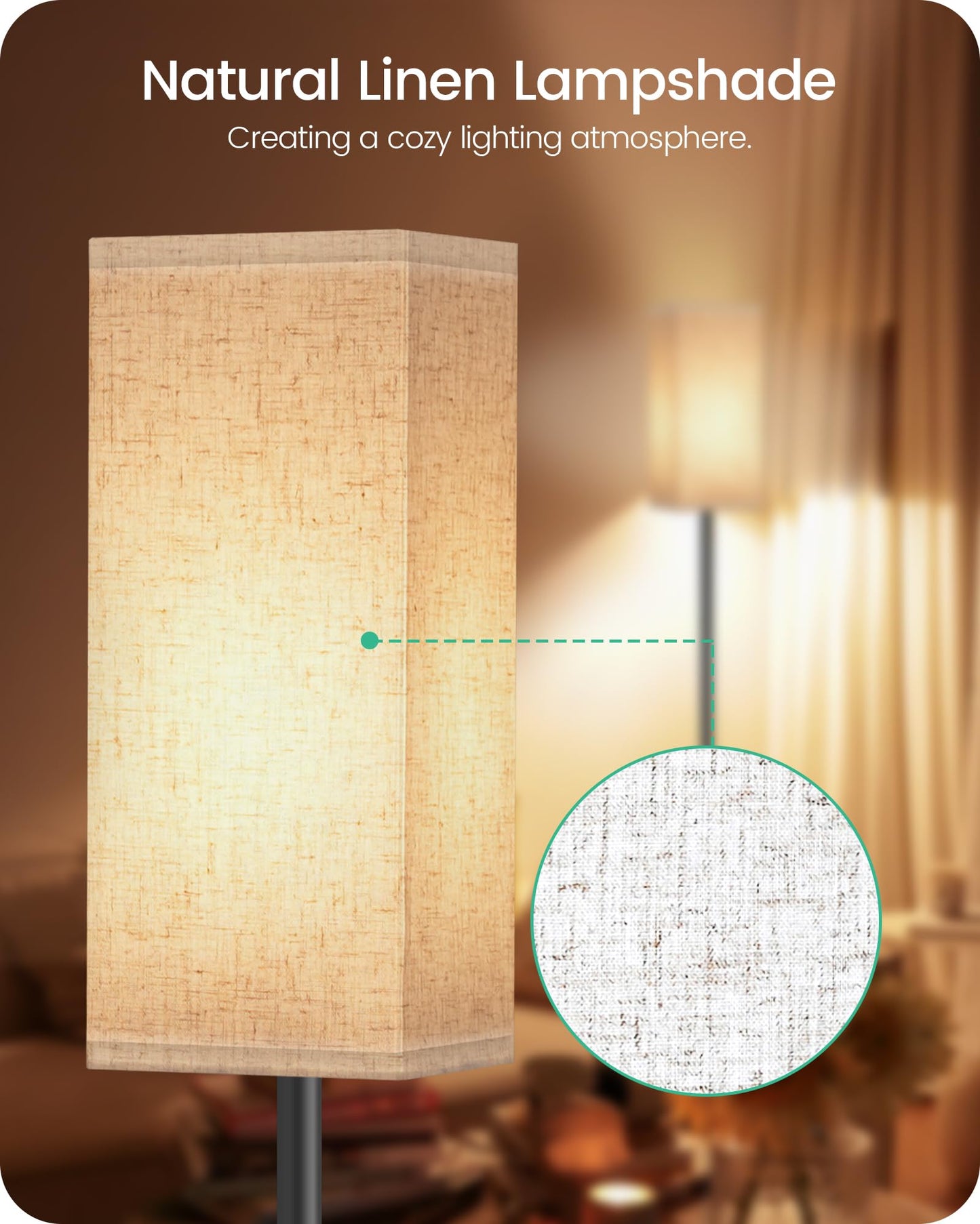 GOEBLESON 2 Pack Floor Lamp, Pole Lamp with Foot Switch, Modern Standing Lamp Lampshade, Minimalist Freestanding Lamp (Bulb Not Included), for Living Room, Bedroom Office, Black and Beige E07LDP205