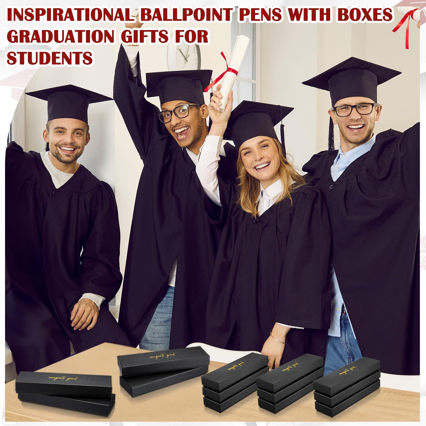 FoldTier 30 Set Graduation Gifts Congrats Grad Ballpoint Pens with Engraved Inspirational Quotes Pen Boxes Take Pride in How Far You Have Come Congratulations on 2026 Graduation Gifts