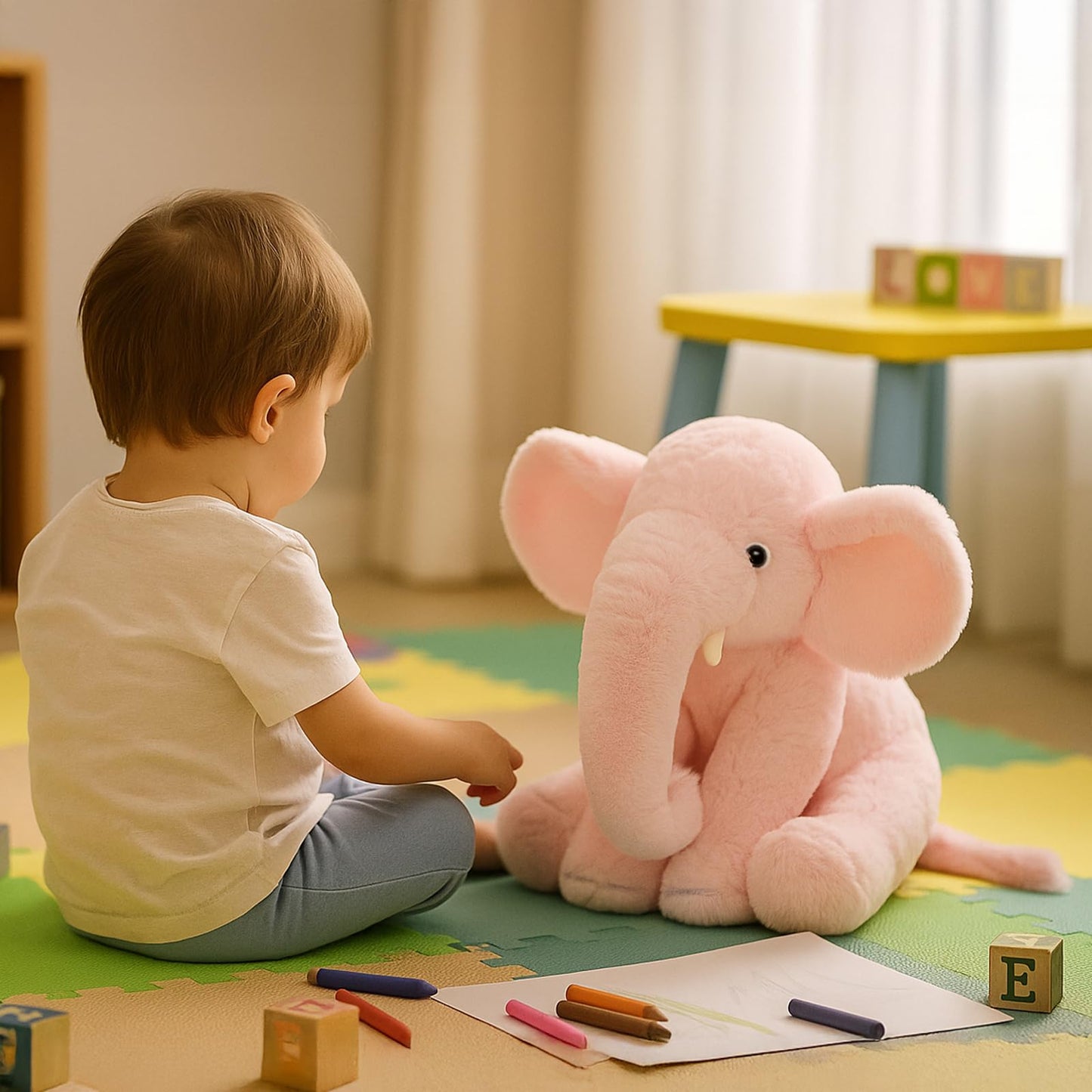WEIGEDU 33cm Pink Elephant Stuffed Animal - Plush Toy for Boys, Girls, Kids, Baby Shower, Bedtime, Birthday