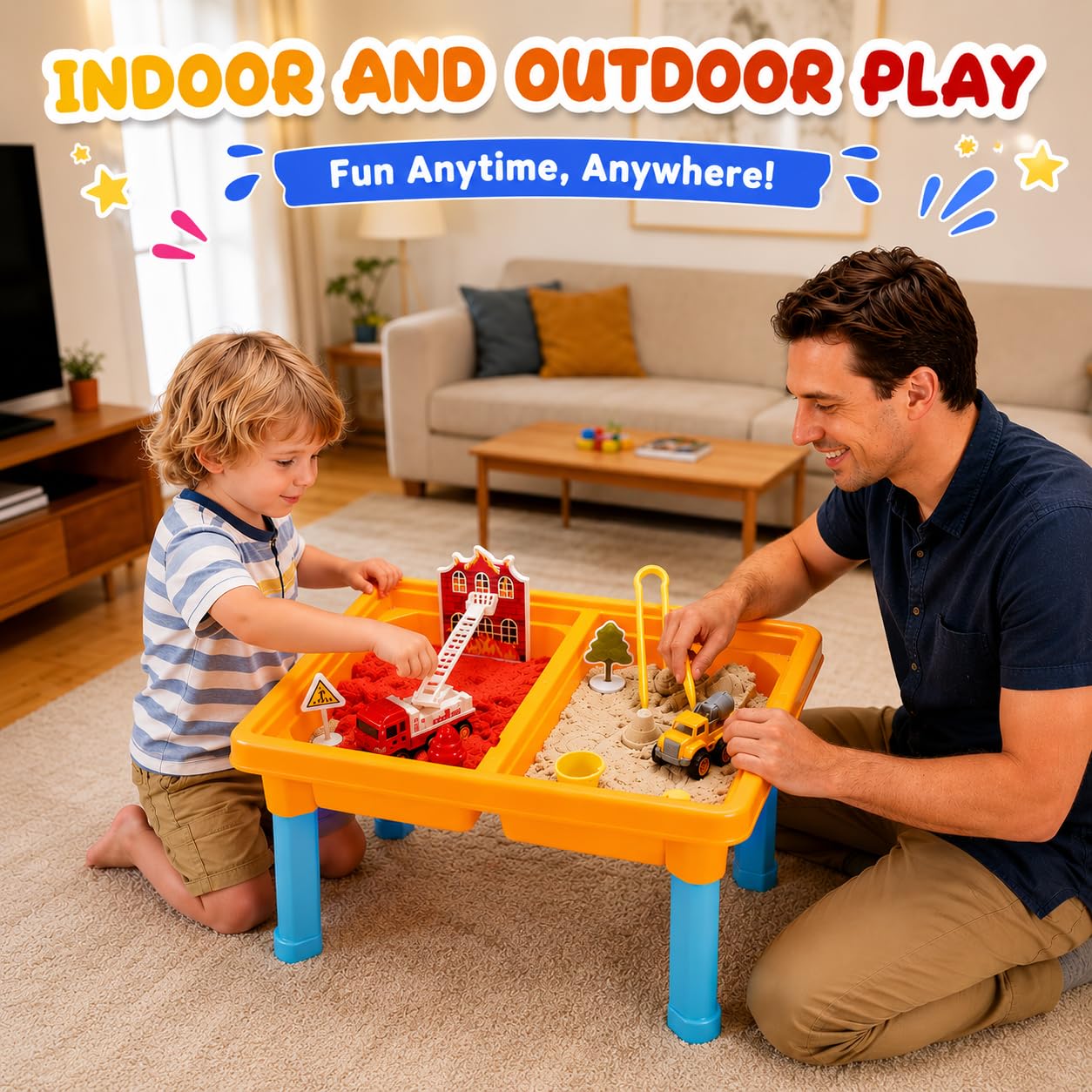 Carolart Construction Water & Sand Table, 2 in 1 Sensory Table Gift