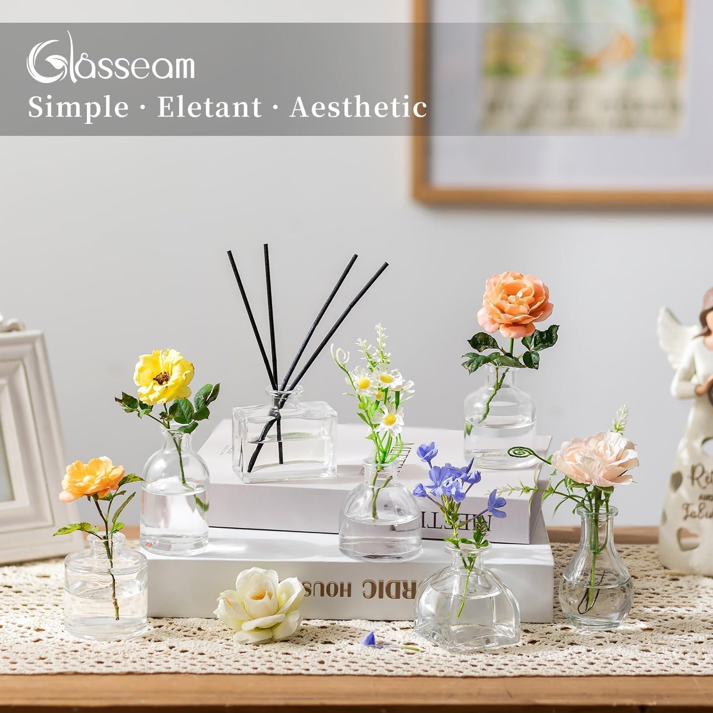 Glasseam Clear Glass Vases for Centerpieces: Mini Flower Vase Set 28Pcs Bud Vases in Bulk - Modern Small Vases for Home Room Wedding Party Dining Table Center Decor