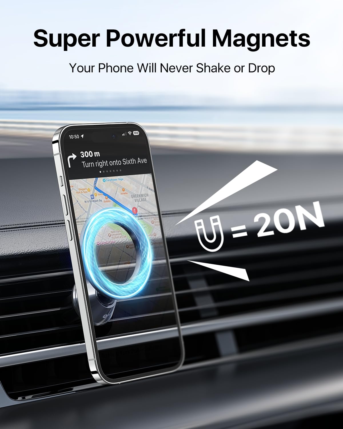 andobil for Magsafe Car Mount [Strongest Magnet, Easy Installation] All Metal Magnetic Cell Phone Holder Car, 360° Air Vent Car Phone Mount, Fits for iPhone 16 Pro Max 15 14 13 12, and MagSafe Cases